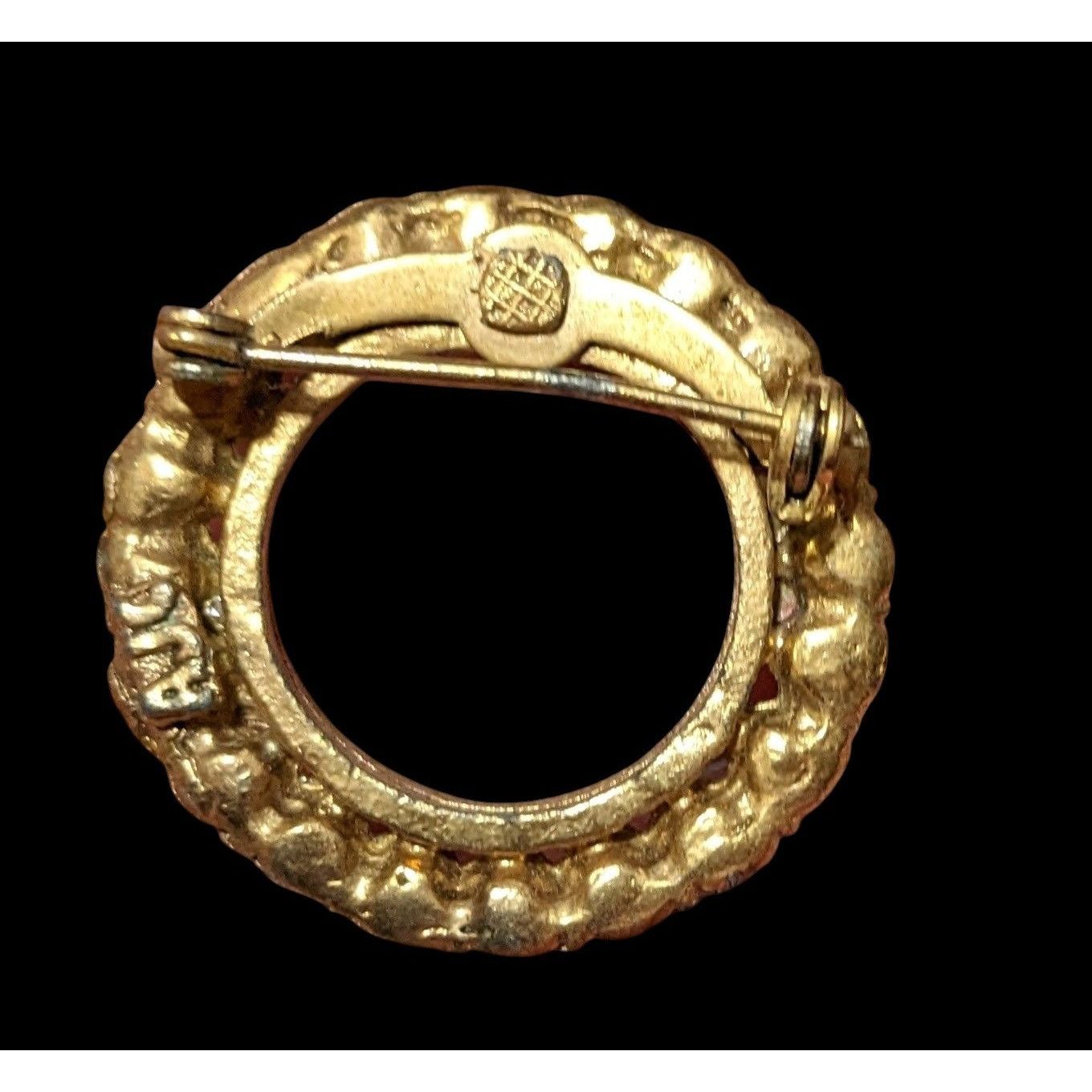 Other Vintage AJC Gold Tone Open Circle Rhinestone Brooch Size ONE SIZE - 4 Thumbnail
