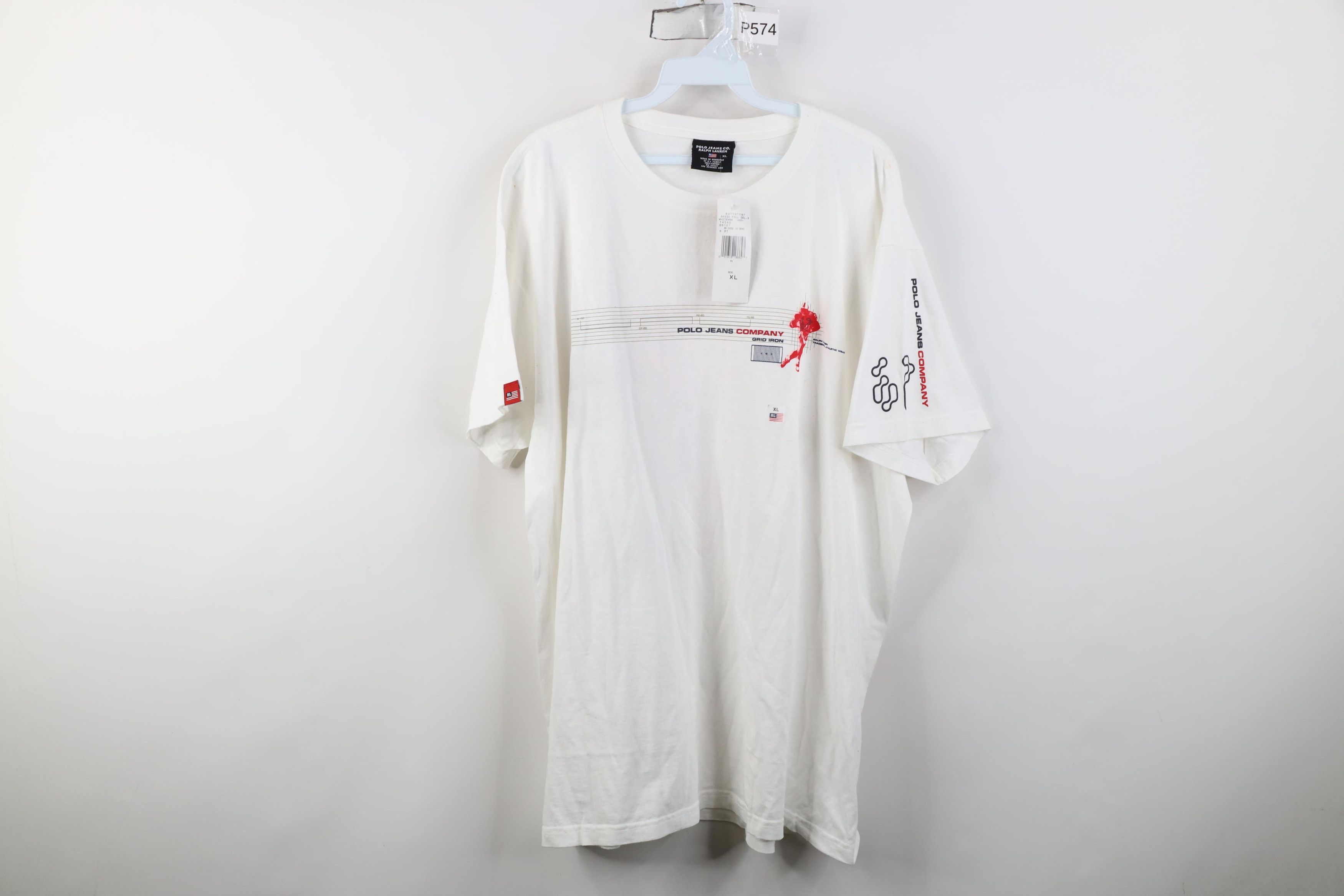 Polo Ralph Lauren Deadstock Vintage 90s Y2K Ralph Lauren Football T-Shirt Size US XL / EU 56 / 4 - 1 Thumbnail