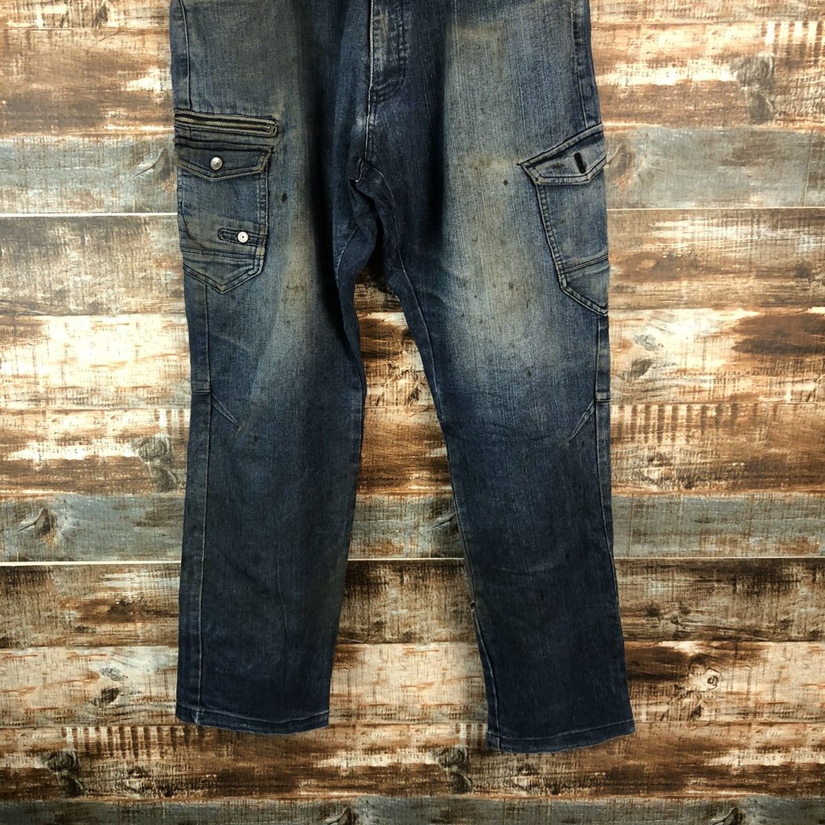Japanese Brand Z Dragon Blue utility worker Multipocket cargo Pants #A2176 Size US 35 - 3 Thumbnail