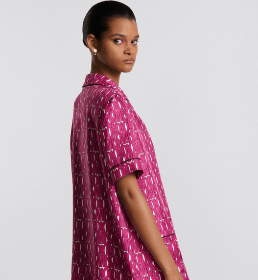 Dior o1w1db11225 451V29 Short-Sleeved Shirt in Fuchsia/White Size L / US 10 / IT 46 - 6 Thumbnail