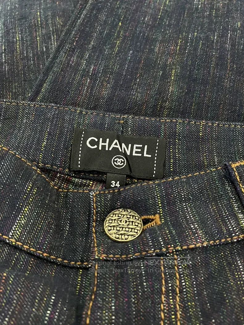 Chanel Chanel Dark blue denim wide-leg trousers Size 42" / US 20 - 4 Thumbnail