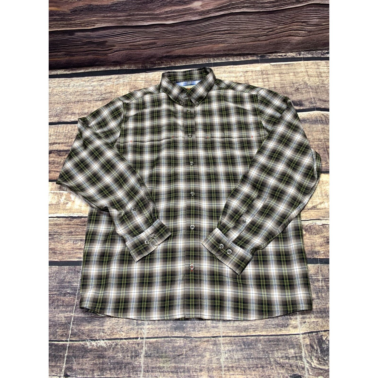 Vintage Dakota Grizzly Shirt Long Sleeve Mens Large Brown Plaid Button Down Size US L / EU 52-54 / 3 - 2 Thumbnail