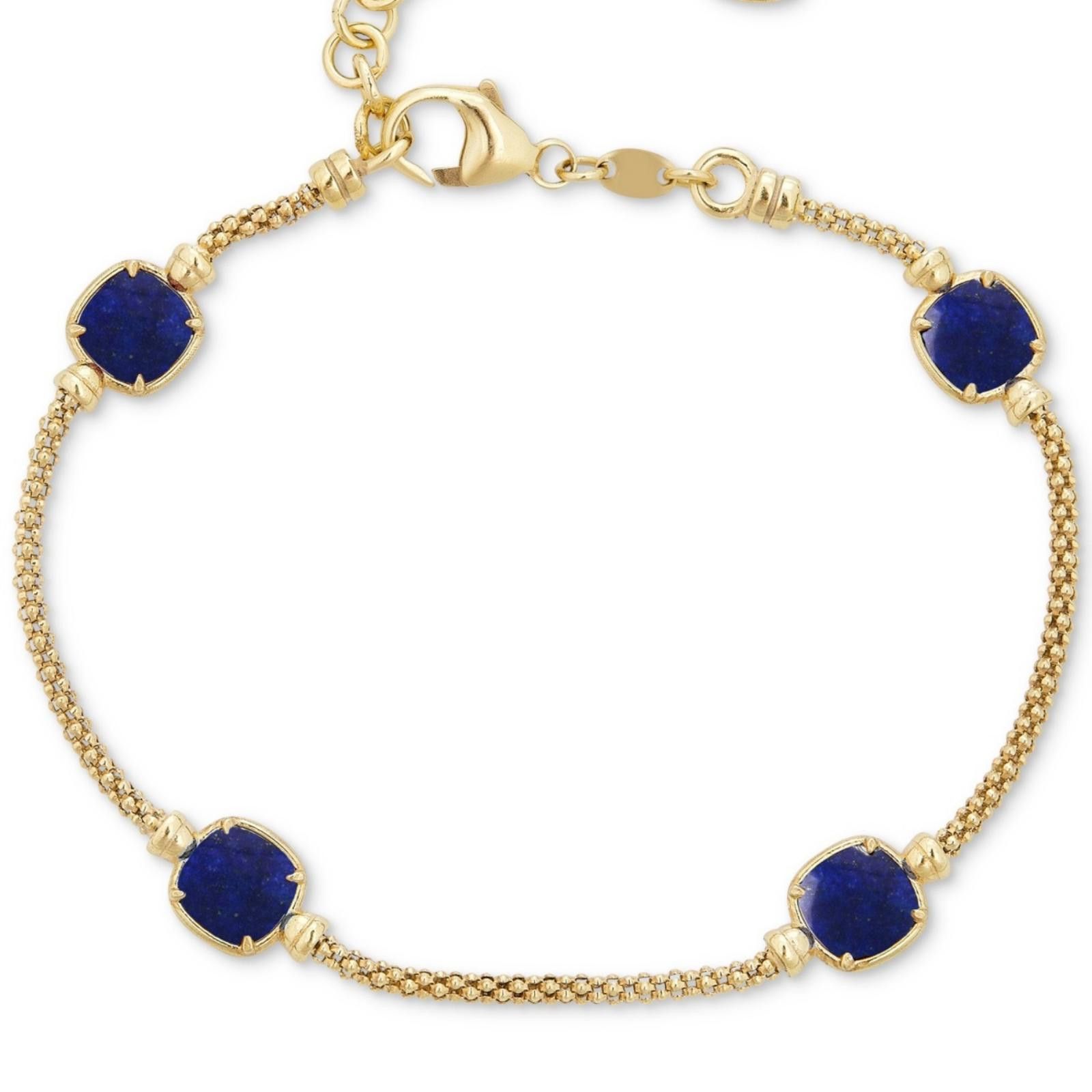 Macys Lab Grown Lapis Lazuli Chain Bracelet 14k Gold-Plated Silver Size ONE SIZE - 1 Thumbnail