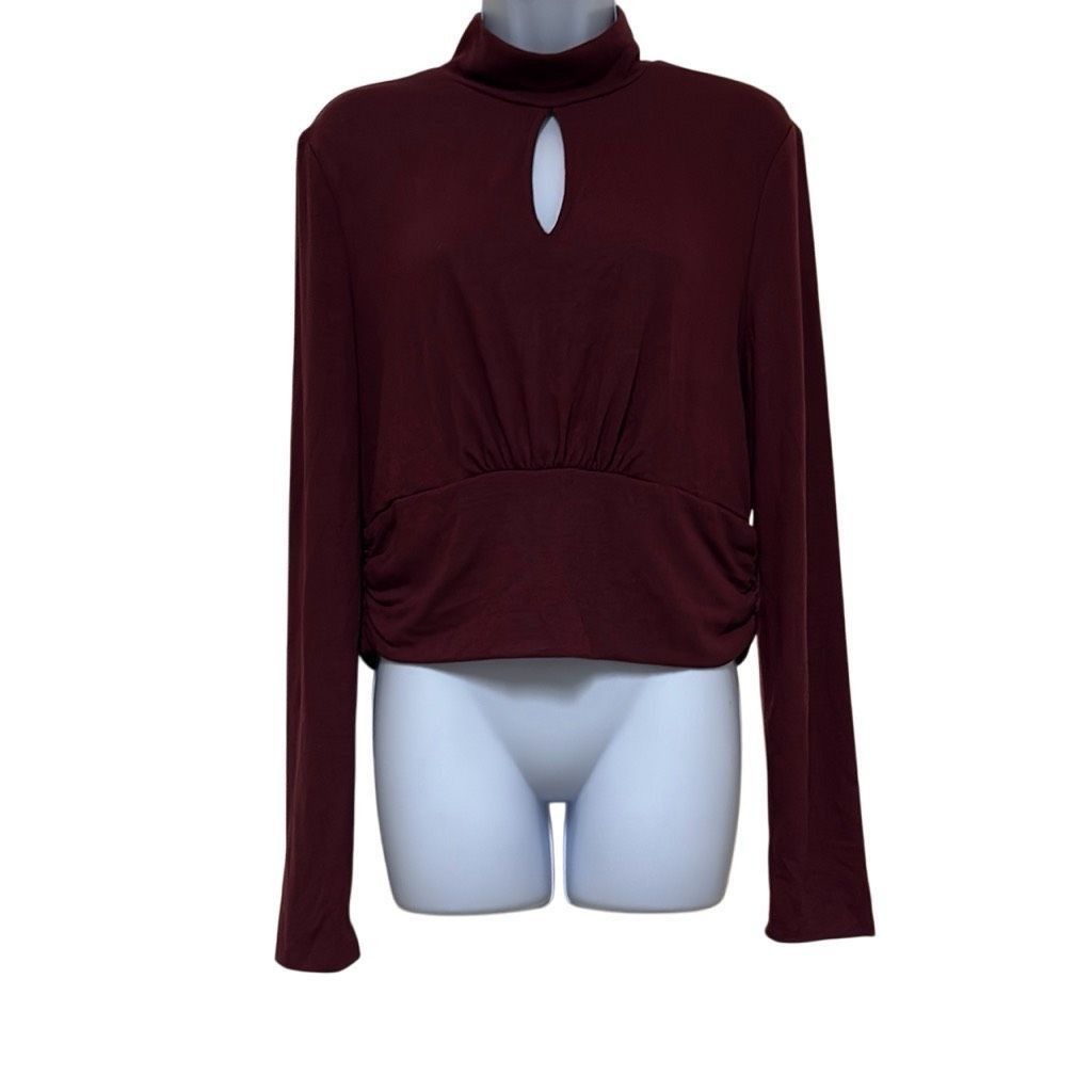 Other Brea Canyon Womans XL Maroon Mock Neck Keyhole Long Sleeve B Size XL / US 12-14 / IT 48-50 - 1 Thumbnail