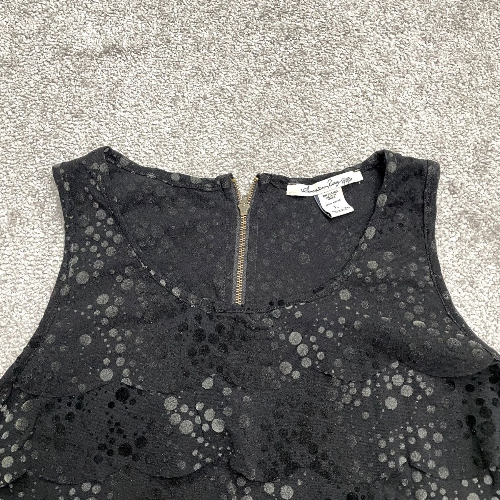 Vintage American Rag Cie Black Polka Nylon Layered Tank Top Juniors Large Casual Cropped Size L / US 10 / IT 46 - 3 Thumbnail