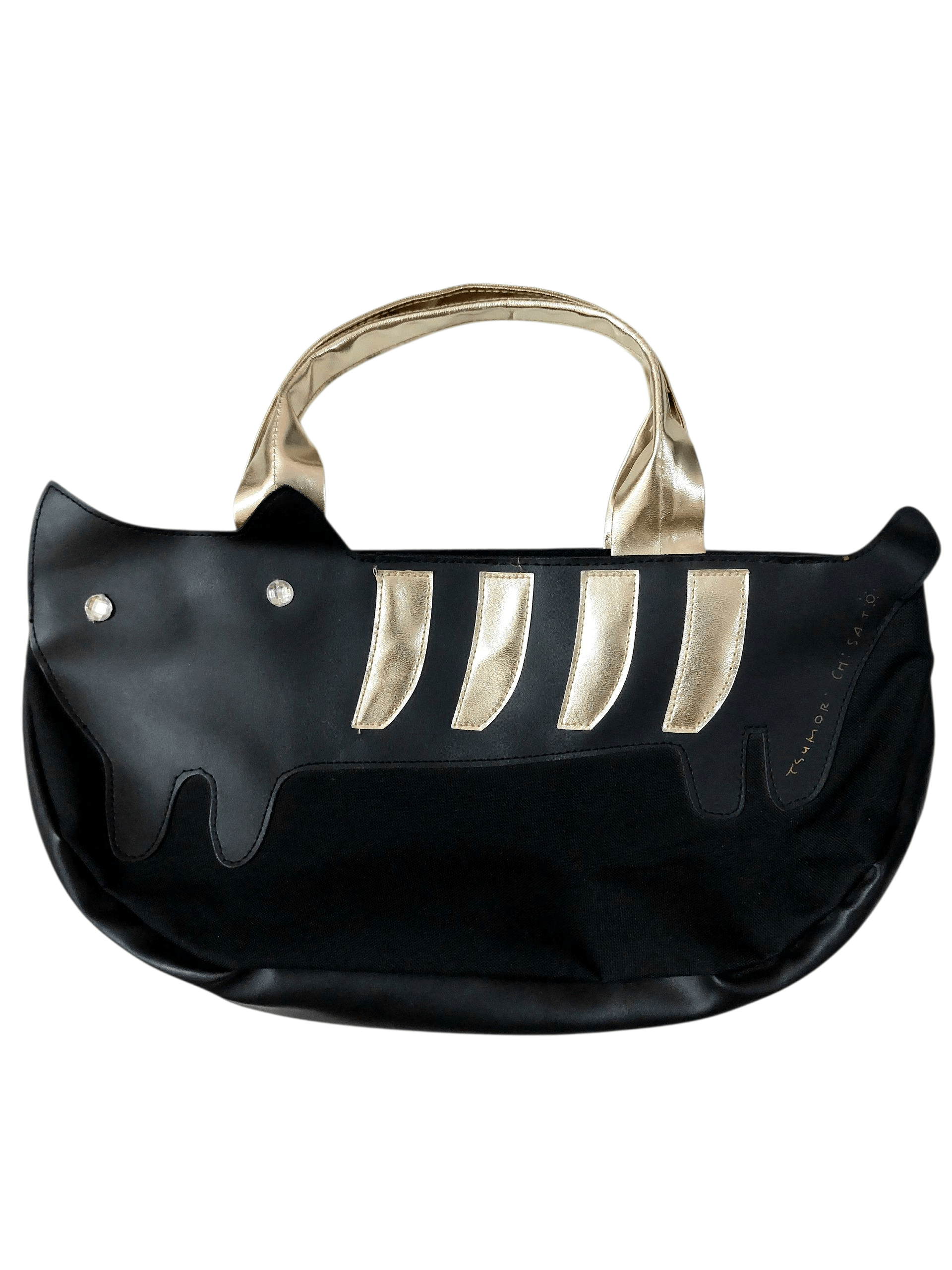 Tsumuri Chisato Semi Leather Black Cat Handle Bag