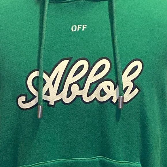 Off-White Off-White Oversize Football Logo Graphic Hoodie in Green (M) Size US M / EU 48-50 / 2 - 4 Thumbnail