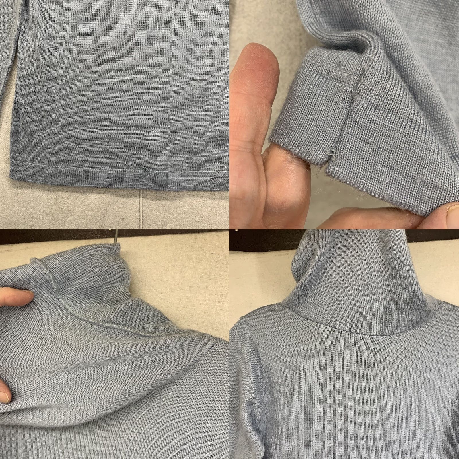 Vintage Bonwit Teller Womens XS Light Blue Pullover Long Sleeve Sweater Top Mock Neck vintage Slim Knit Solid 70s 80s Casual Party/Cocktail Womens Size XS / US 0-2 / IT 36-38 - 8 Thumbnail
