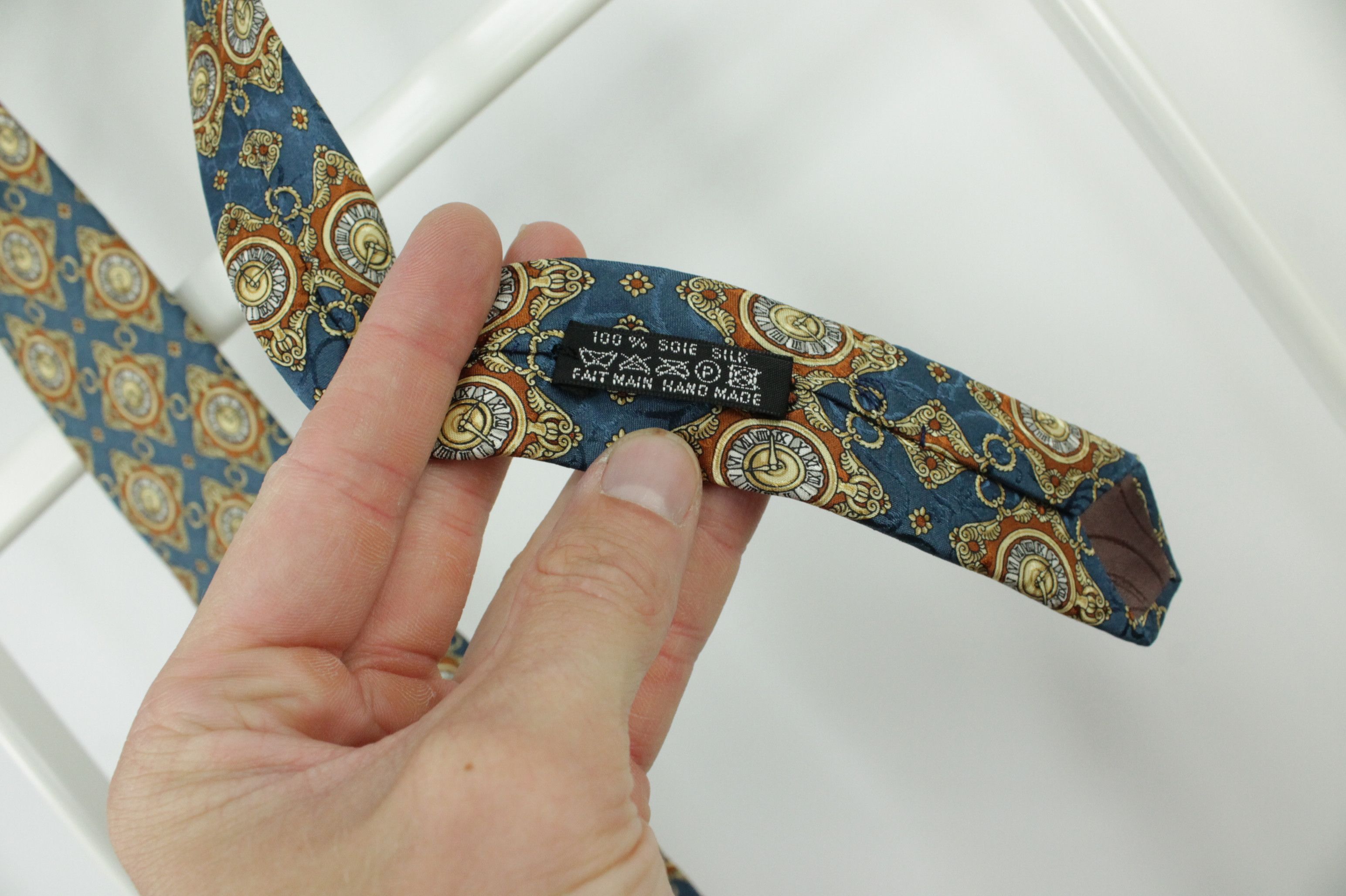 Christian Dior Monsieur Christian Dior Monsieur Hand Made Clock Print Silk Tie Size ONE SIZE - 6 Thumbnail