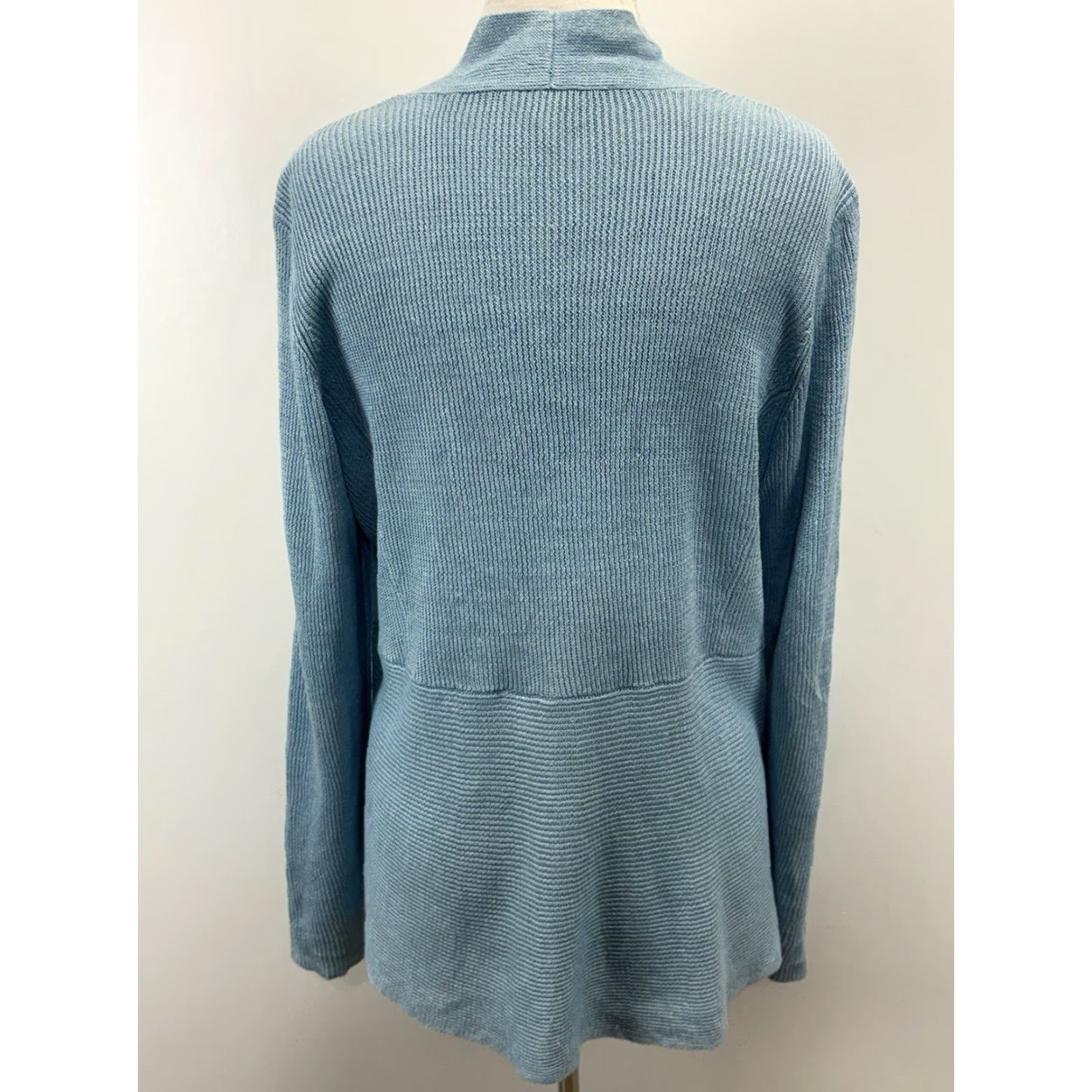 Eileen Fisher VINTAGE Eileen Fisher Cardigan Sweater XL Womens Blue Linen Knit Open Front Coastal Size XL / US 12-14 / IT 48-50 - 3 Thumbnail