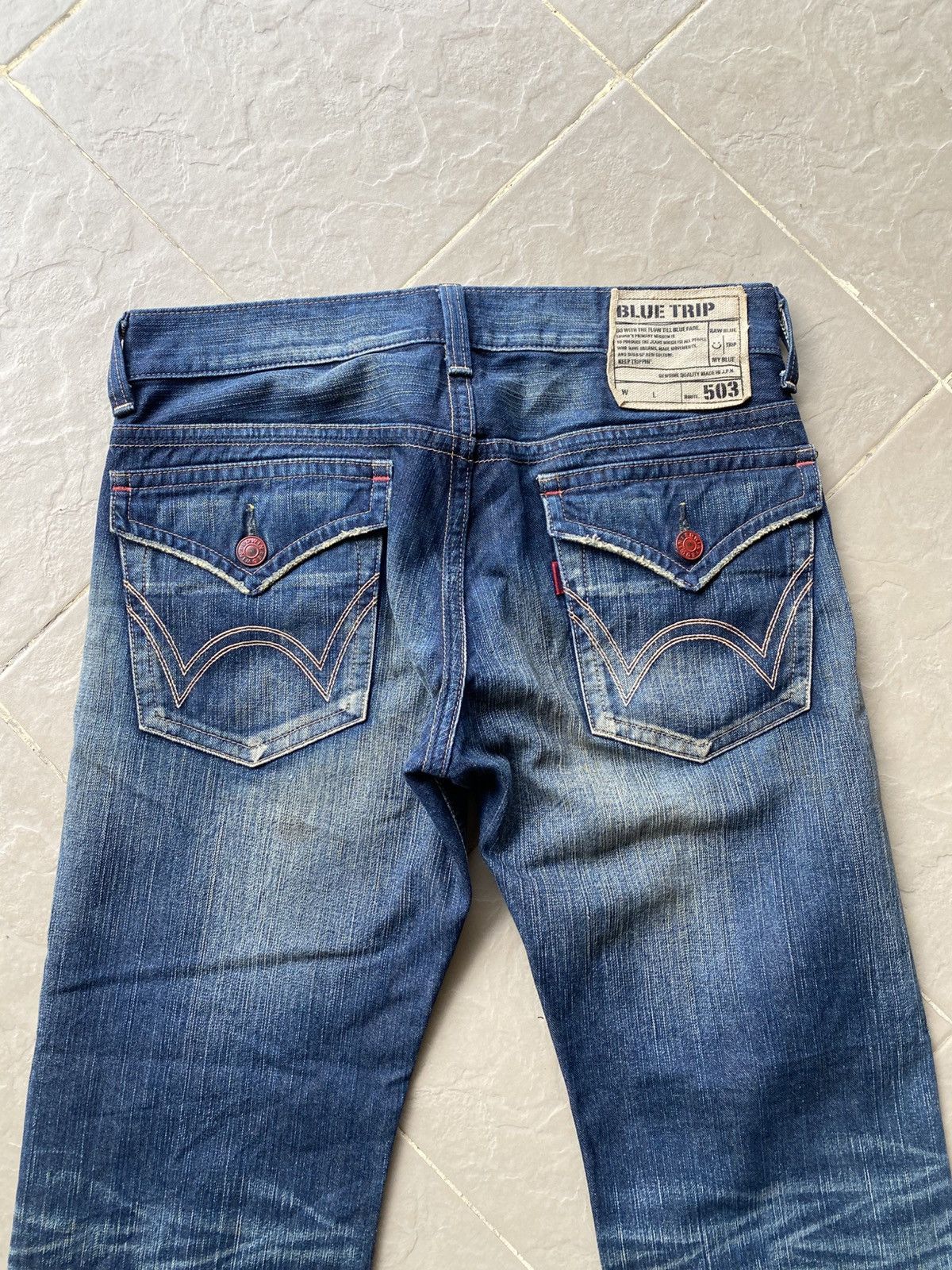 Edwin × Japanese Brand Edwin Blue Trip flared distressed jeans Size US 34 / EU 50 - 3 Thumbnail