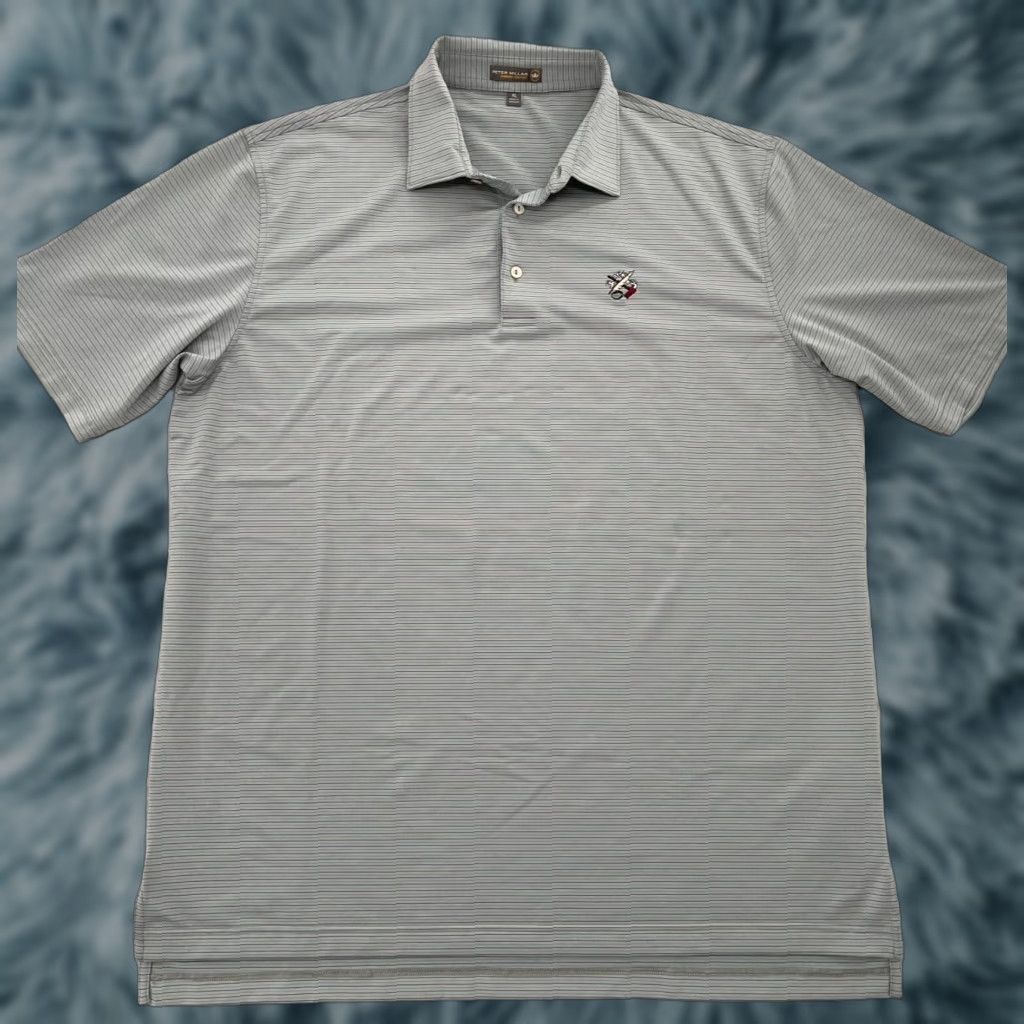 Peter Millar Peter Millar Polo Shirt Adult XL Striped Gray Short Sleeve Classic Logo Embroidered Golf Summer Comfort Mens XL Size US XL / EU 56 / 4 - 1 Thumbnail