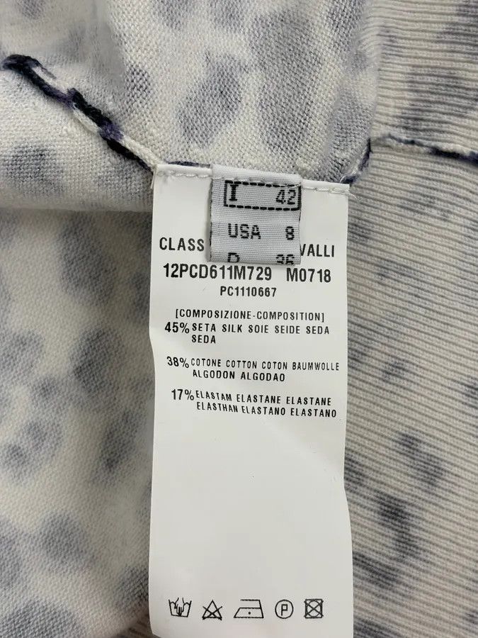 Roberto Cavalli 2000s Roberto Cavalli White & Navy Silk Leopard Cardigan Size S / US 4 / IT 40 - 11 Thumbnail