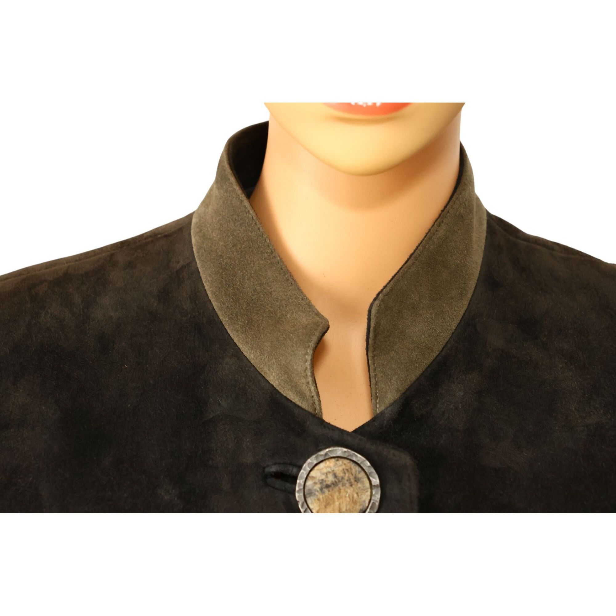 Vintage Admont Vintage Long Olive Green Suede Coat With Large Metal Size M / US 6-8 / IT 42-44 - 3 Thumbnail