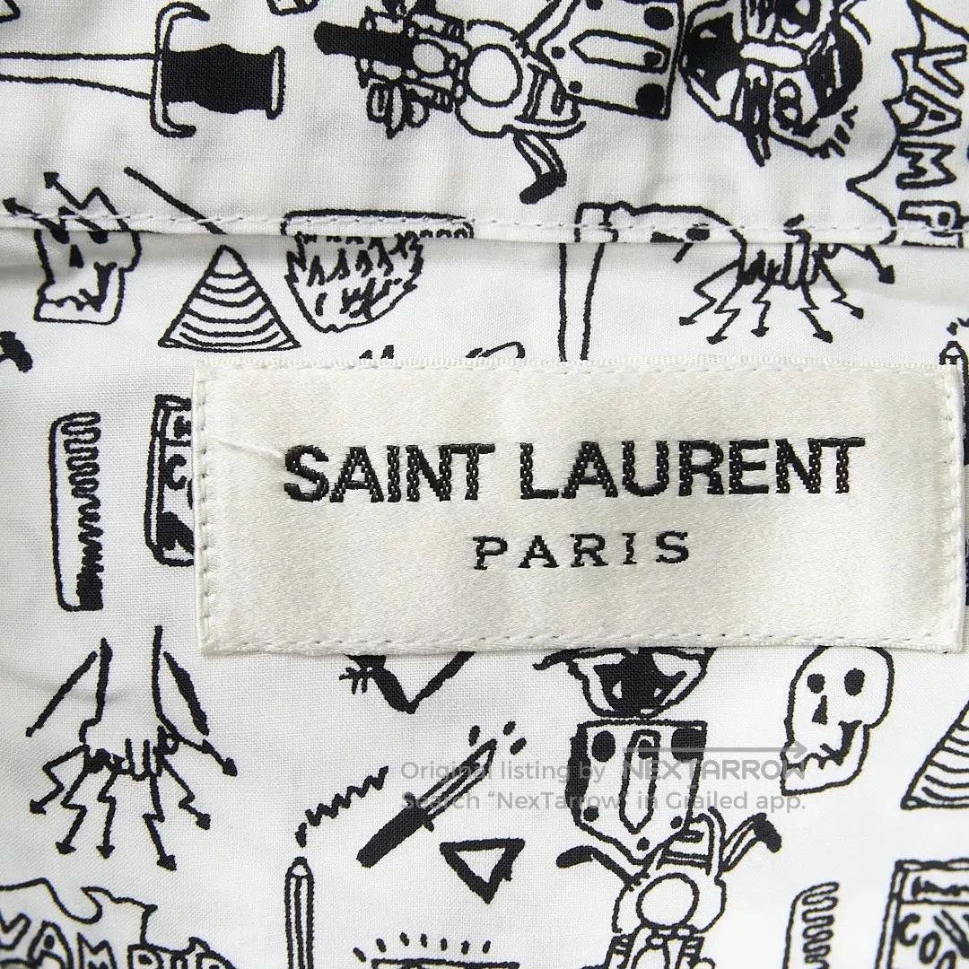 Saint Laurent Paris Saint Laurent Men's White Printed Shirt. Size US XS / EU 42 / 0 - 6 Thumbnail