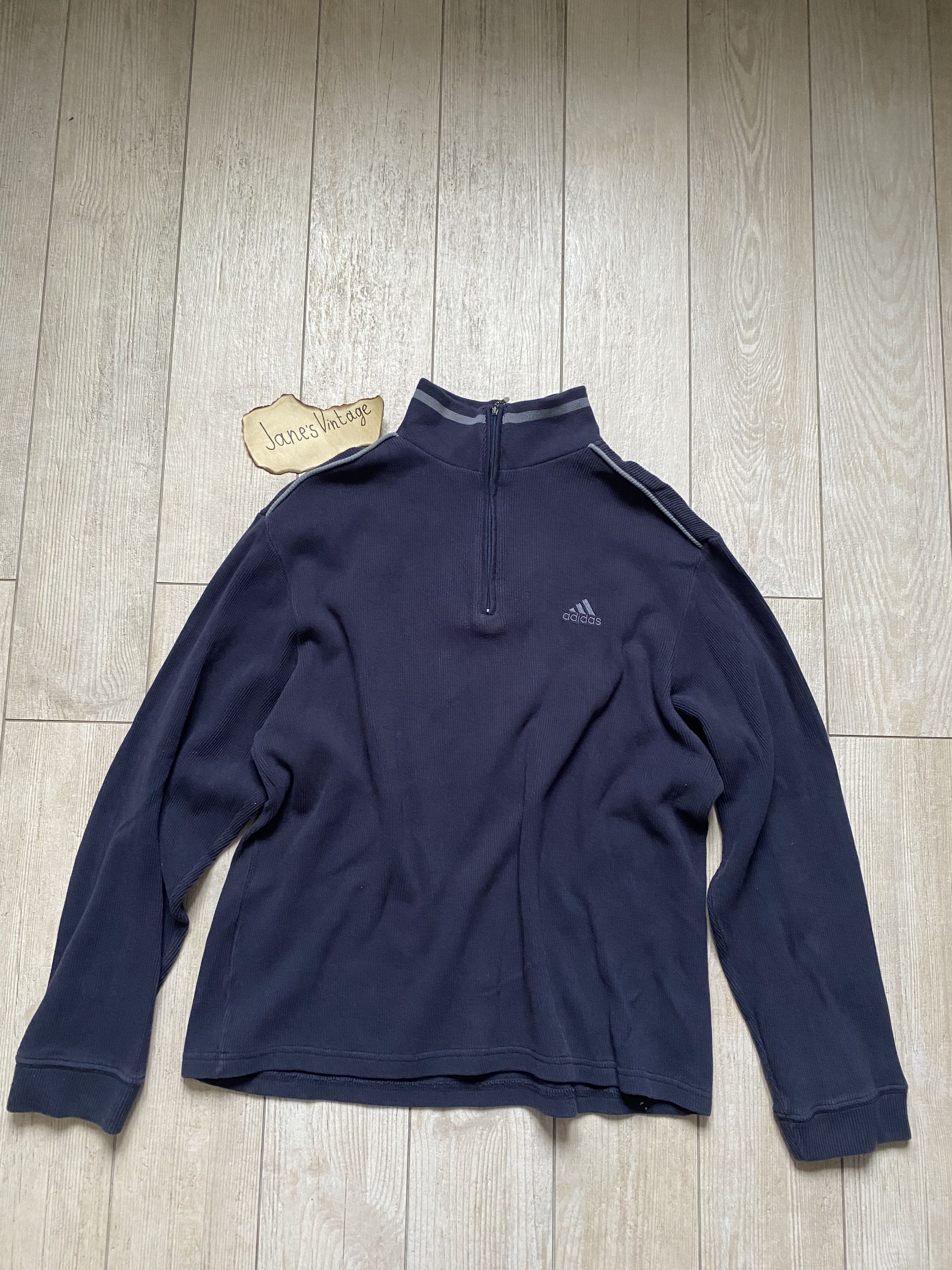 Adidas × Vintage Vintage Adidas Grey Sweater – YKK Zipper, Oversized Fit (XL) Size US XL / EU 56 / 4 - 1 Thumbnail