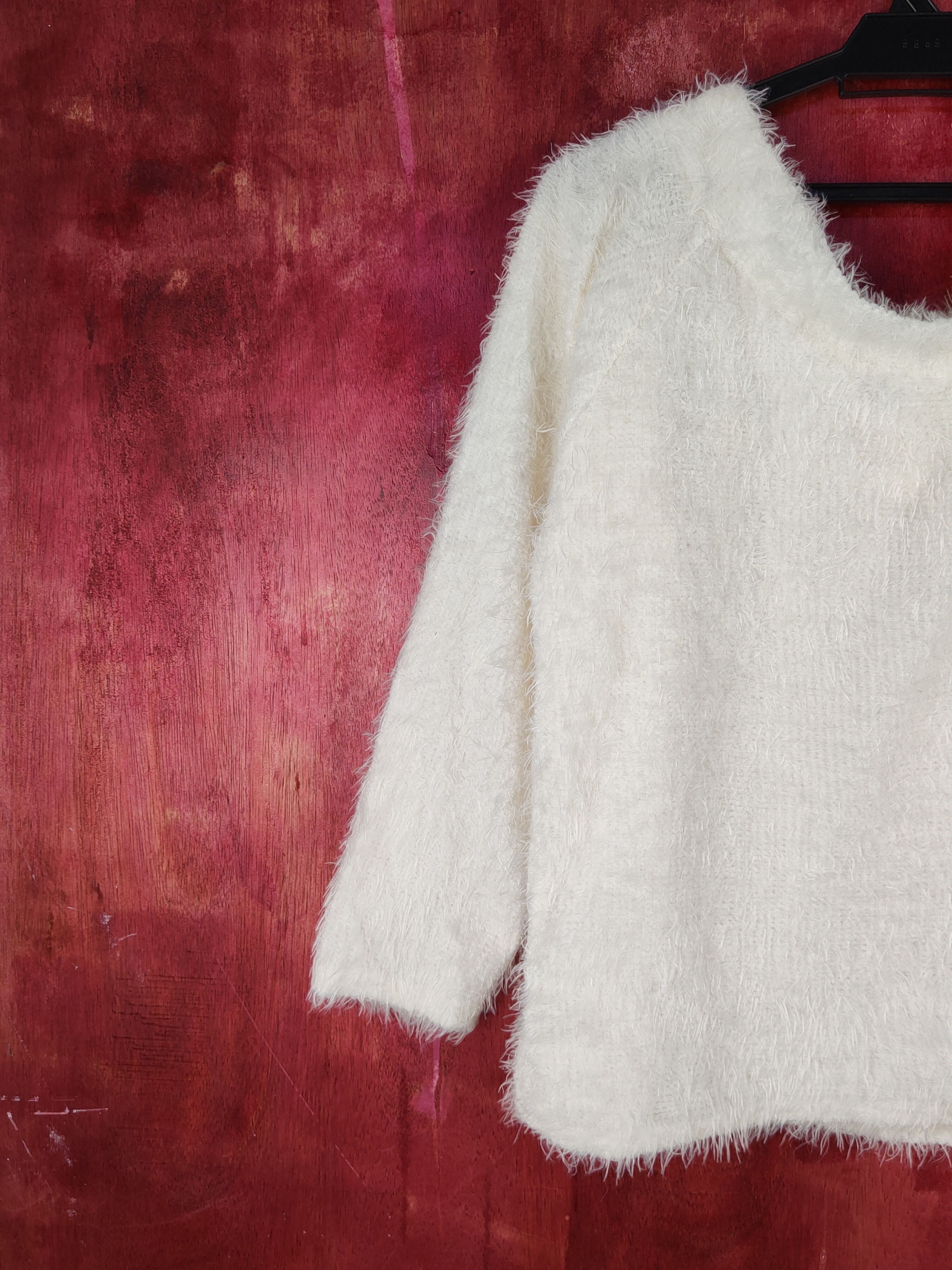Aran Isles Knitwear Sureve Ivory Shag Shaggy Fur Mohair Knitwear #S2057 Size L / US 10 / IT 46 - 7 Thumbnail