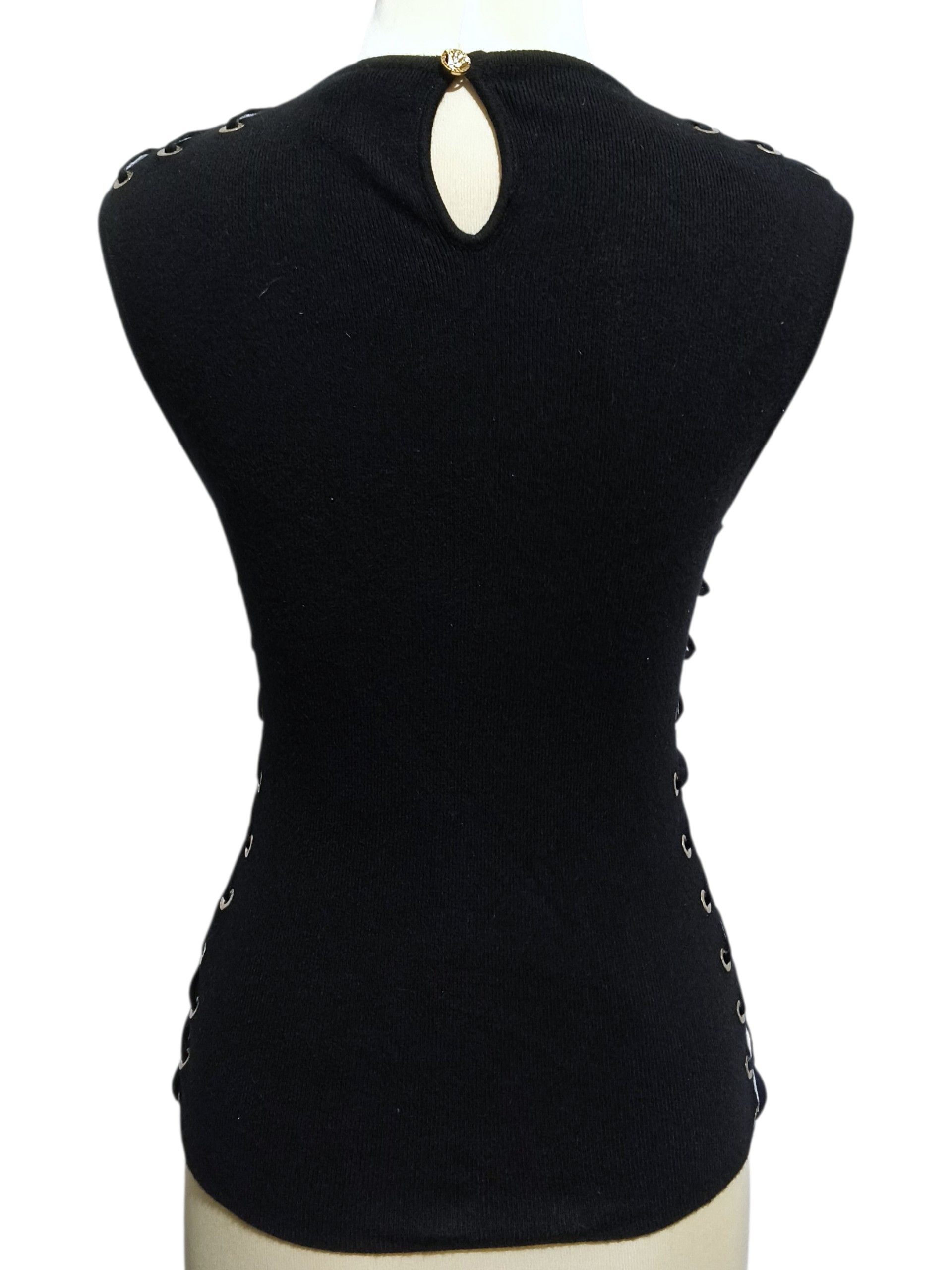 Versace Y2K Versace Gothic Luxury Sleeveless Knit Top Black Size XS / US 0-2 / IT 36-38 - 2 Thumbnail