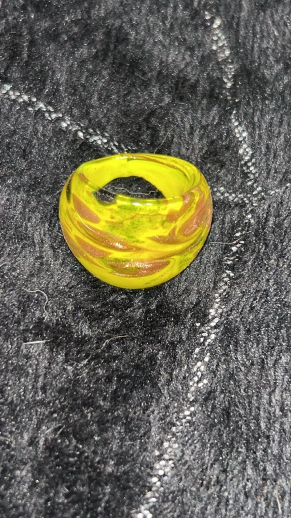 The Unbranded Brand Women's Yellow Brown Swirl Glass Ring One Size Size ONE SIZE - 1 Thumbnail