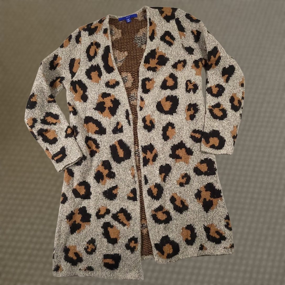 Apt. 9 Apt 9 Open Front Duster Cardigan Sweater Women's PM Petite Animal Print Leopard Shirt Womens Petite Multicolor Leopard Theme Open Front Cardigan Size M / US 6-8 / IT 42-44 - 1 Thumbnail