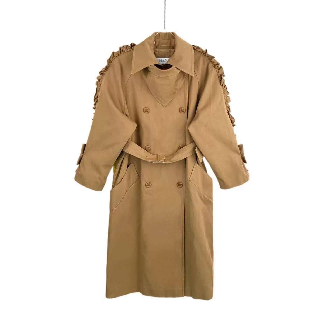 Max Mara MaxMara Camel Ruffled Sleeve Coat Size US XS / EU 42 / 0 - 1 Thumbnail