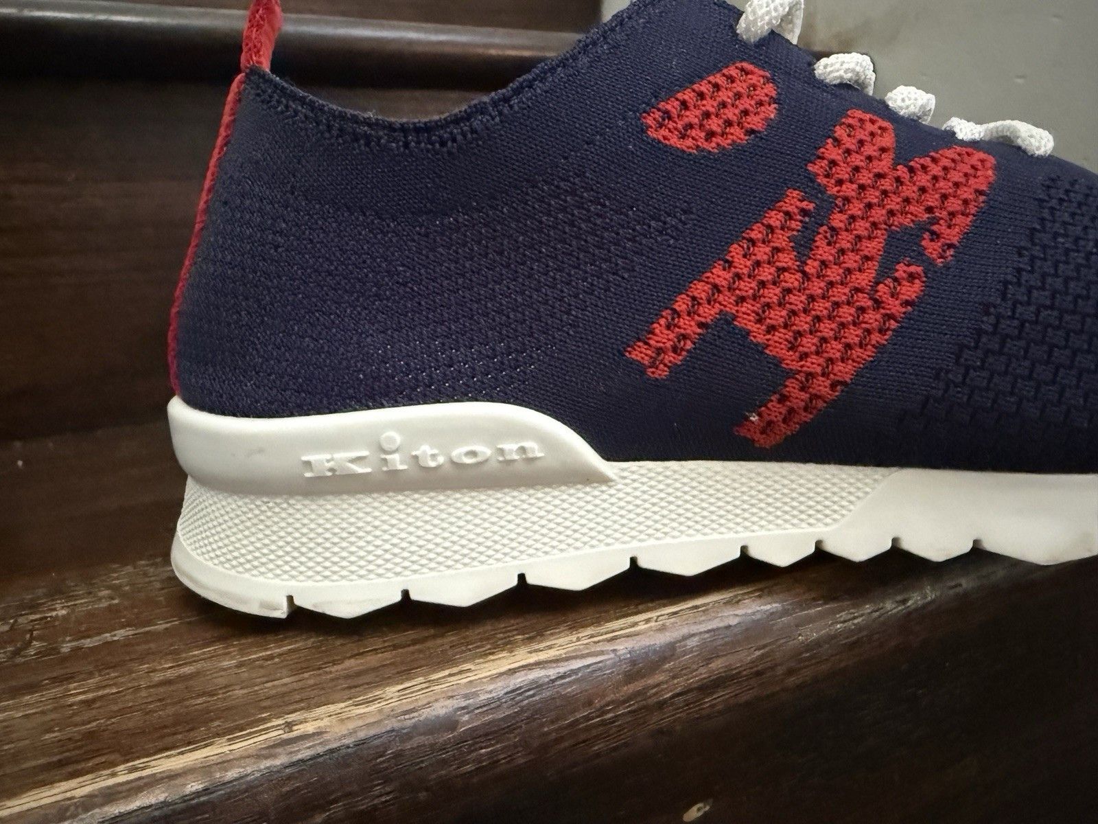 Kiton Knit Sneakers With Logo Blue Red Size 7 EU Size 8 US Size US 8 / EU 41 - 6 Thumbnail