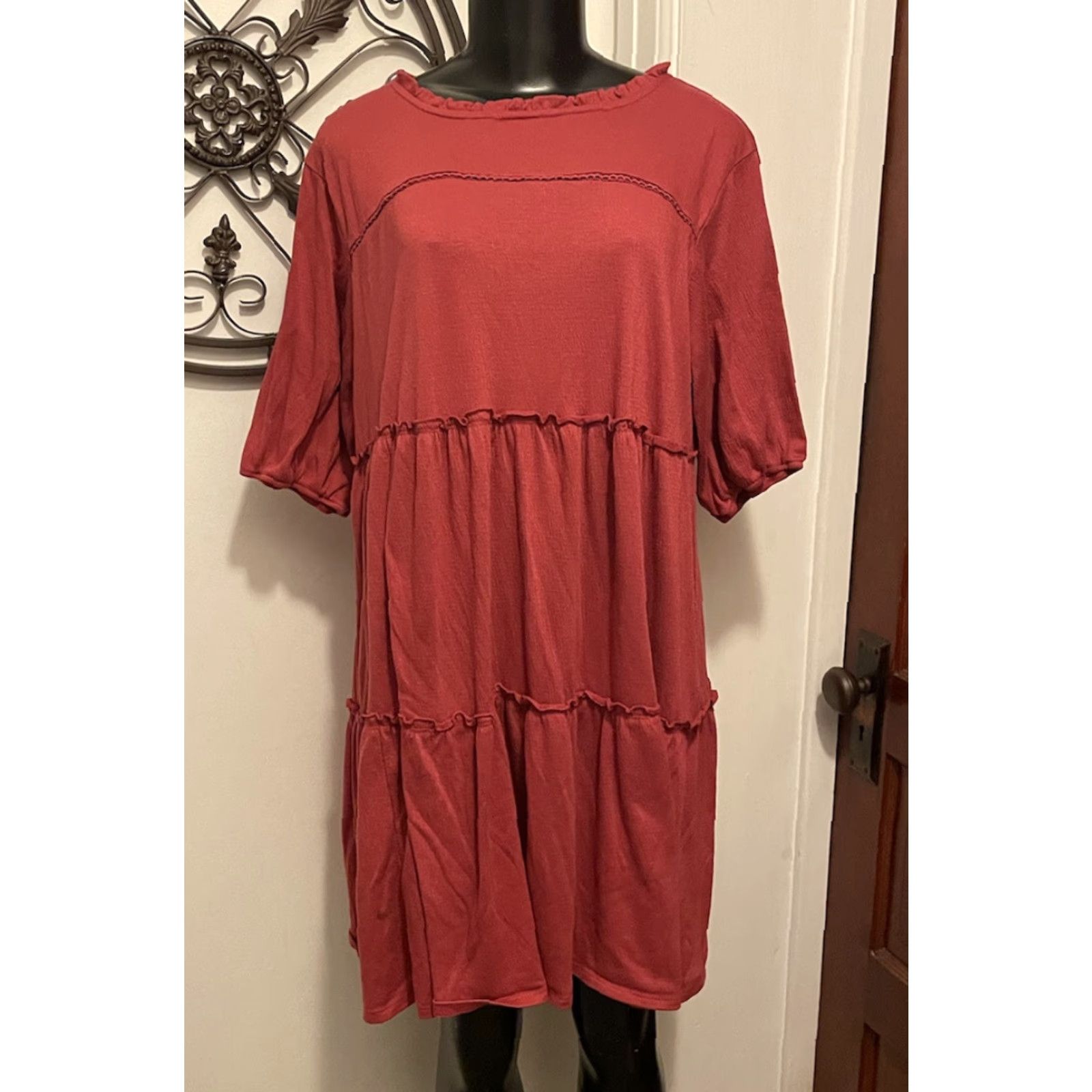 Vintage Knox Rose Dress Womans XL Red Ruffled Size XL / US 12-14 / IT 48-50 - 6 Thumbnail