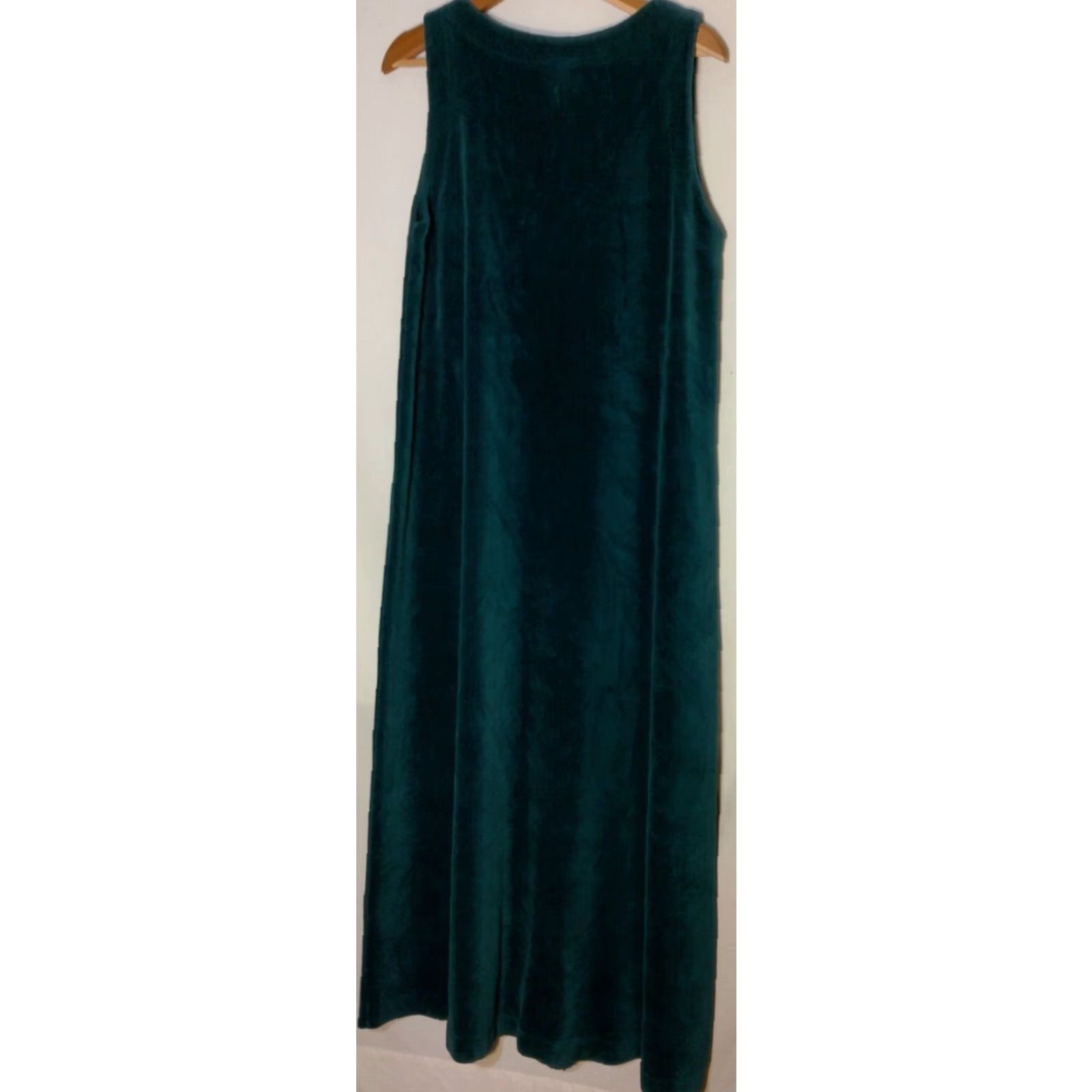 Vintage VINTAGE Kindred Spirit Jumper Dress Large Emerald Green Ribbed Velour Lagenlook Size L / US 10 / IT 46 - 2 Thumbnail