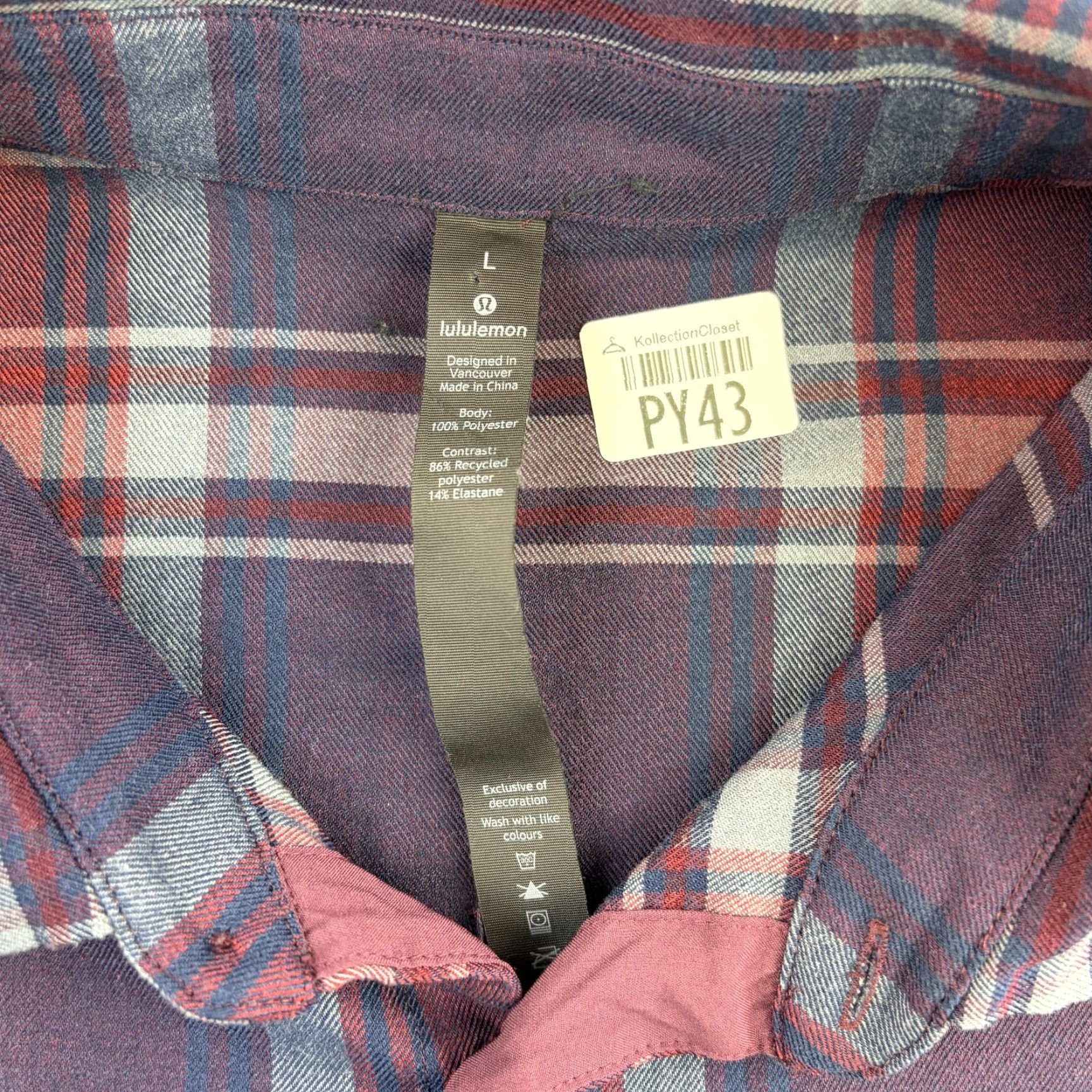 Lululemon Lululemon Shirt Mens Large Purple Plaid Long Sleeve Button Up Stretch Casual Shirt Size US L / EU 52-54 / 3 - 6 Thumbnail
