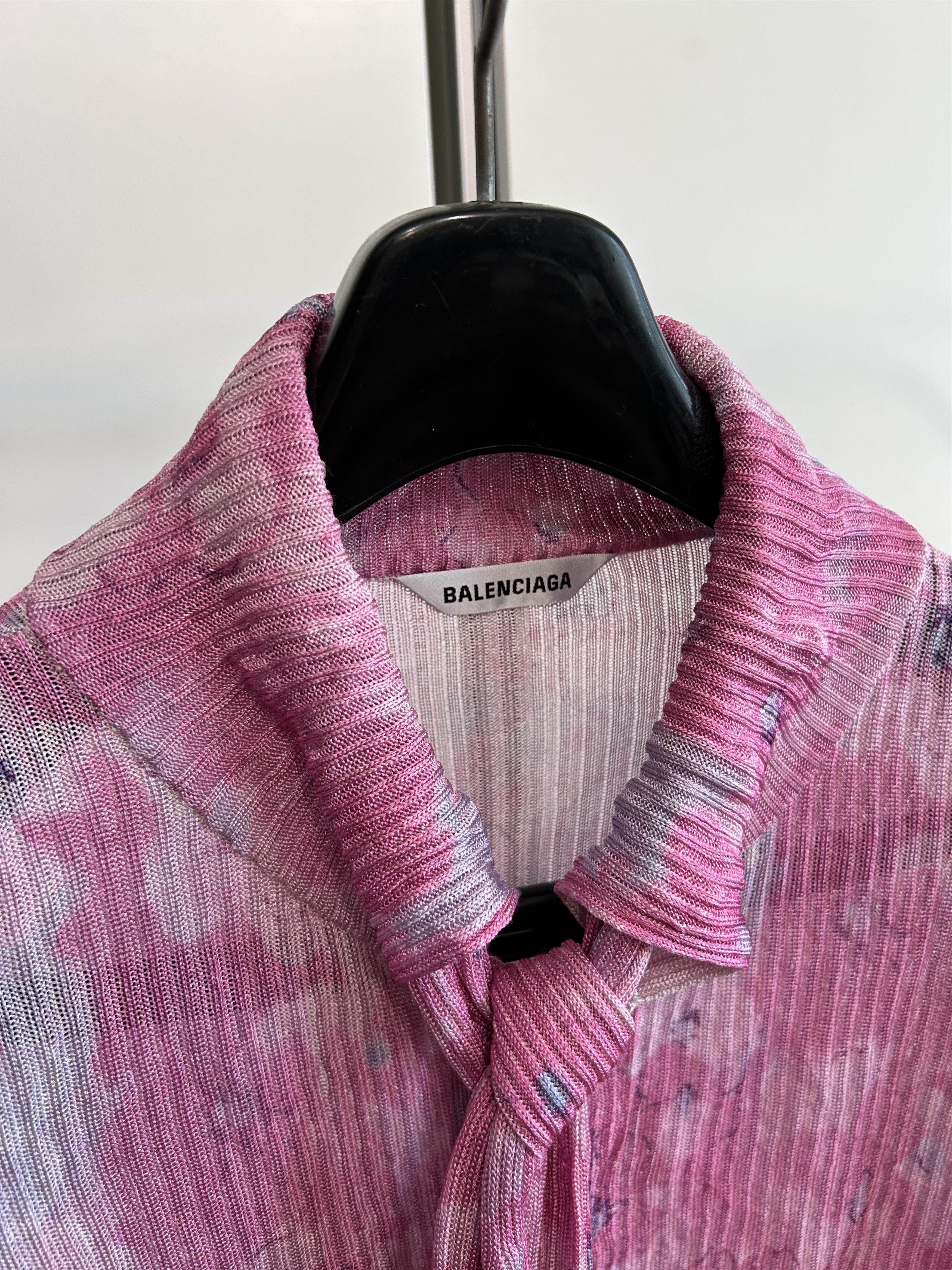 Balenciaga BALENCIAGA Self-Tie Pleated Floral Collection Shirt Size US XL / EU 56 / 4 - 5 Thumbnail