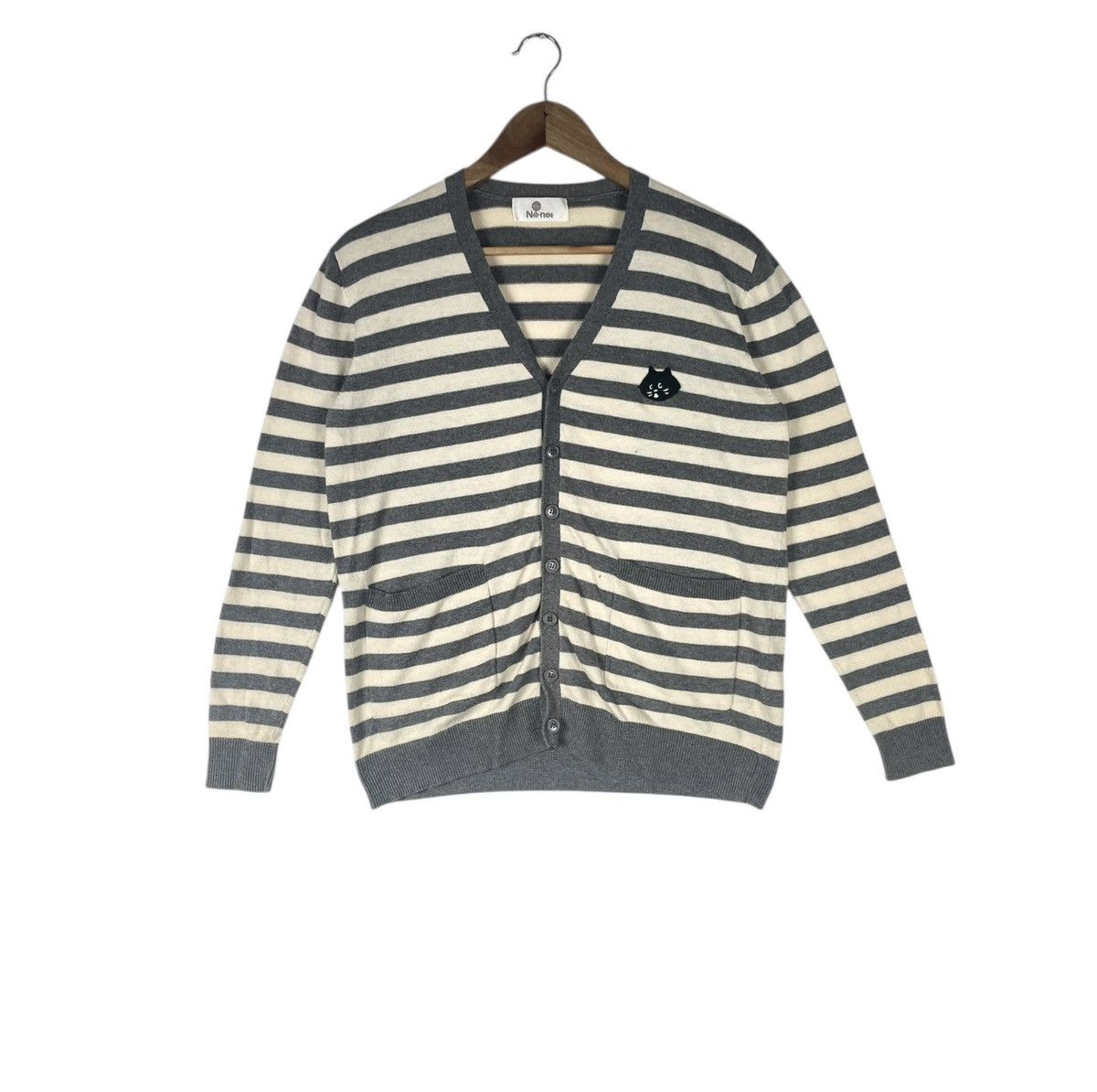 Ne-Net Vintage Né-Net Issey Miyake Cat Logo Stripe Cardigan Size 3 Size L / US 10 / IT 46 - 1 Thumbnail