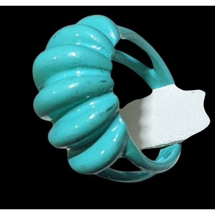 Other Mermaidcore Blue Scalloped Metal Enamel Coated Ring Size 5 Size ONE SIZE - 4 Thumbnail