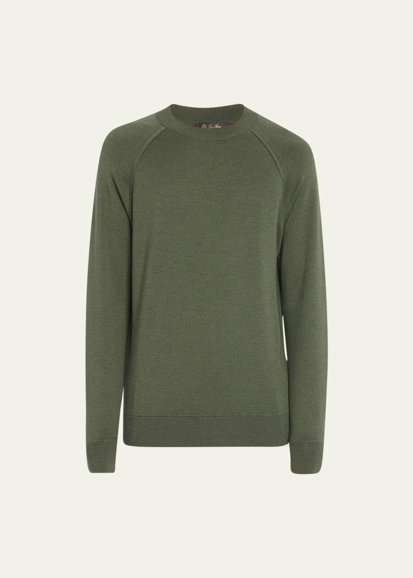 Loro Piana o1w1db10724 Balfour Crewneck Sweater in Green Size US XL / EU 56 / 4 - 1 Thumbnail