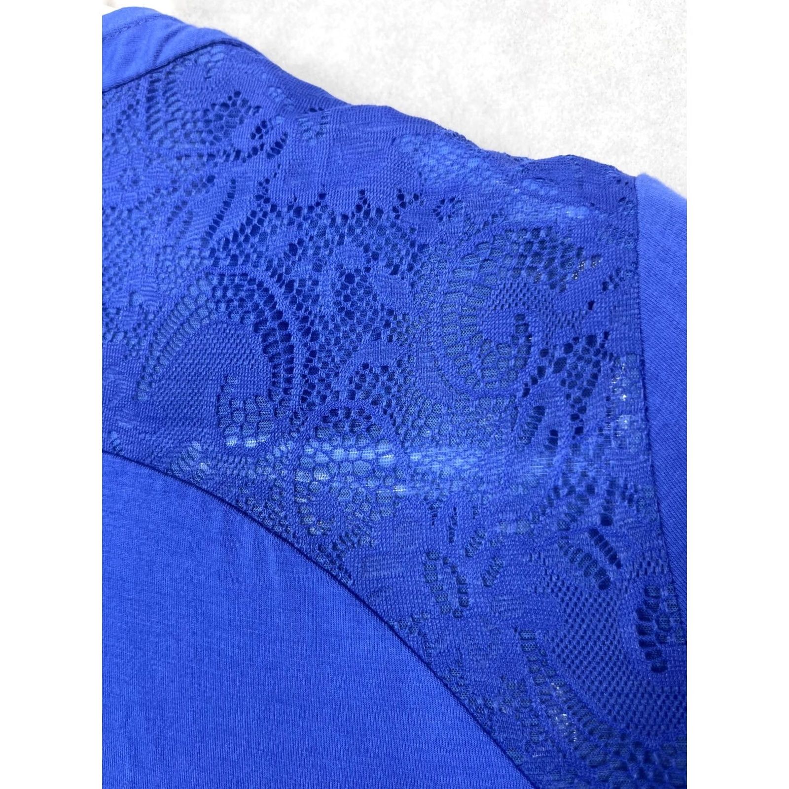 YOKE Rhonda Shear Ahh Comfort Wrap Cardigan Lace Yoke Open Front Drape Women M/L Blue 6518 New Size M / US 6-8 / IT 42-44 - 2 Thumbnail