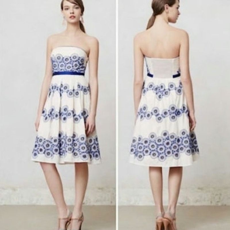 Anthropologie Mo:vint by Anthropologie Gingham Dress Navy Blue/White sz s |  Grailed
