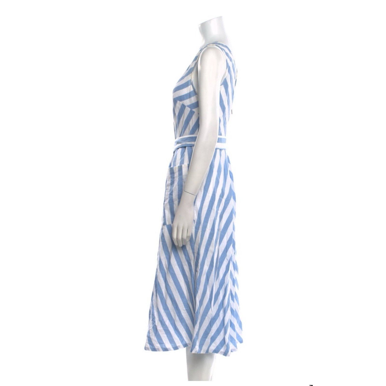 Kate Spade Kate Spade Deck Stripe Linen Blend V Neck Midi Dress Blue 8 Size M / US 6-8 / IT 42-44 - 4 Thumbnail
