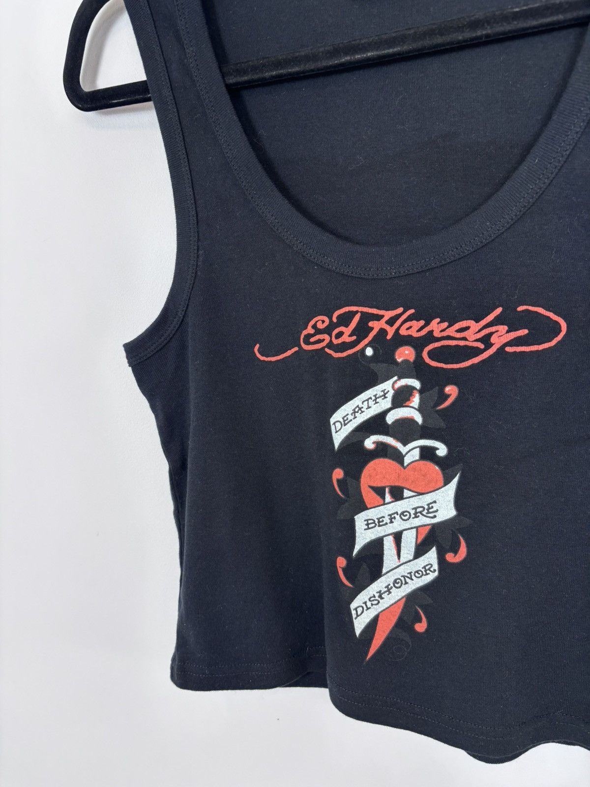 Ed Hardy Ed Hardy Y2K Women’s Black Death Before Ribbed Cropped Vest Size L / US 10 / IT 46 - 4 Thumbnail