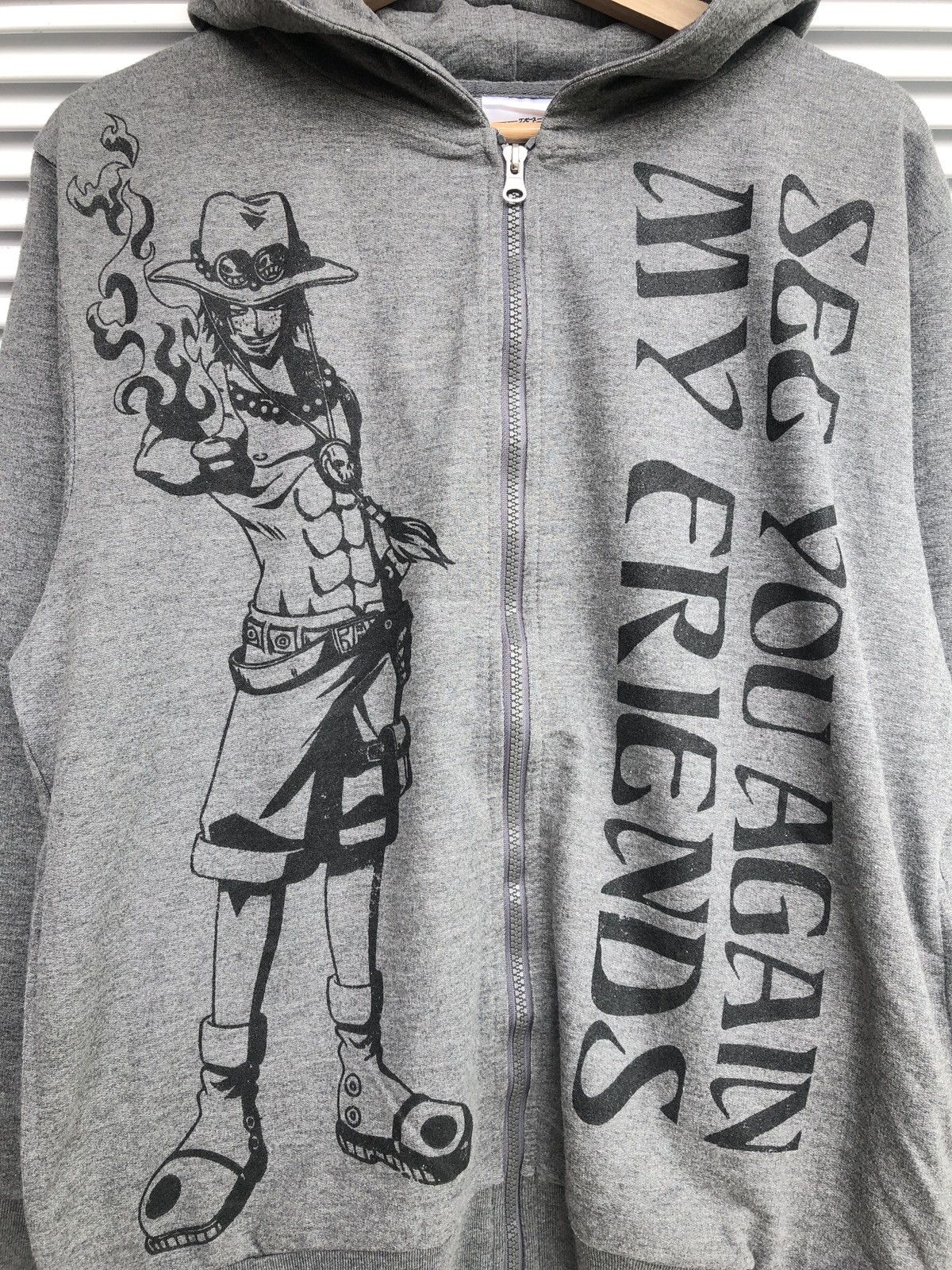 Japanese Brand × One Piece × Vintage One Piece Portgas D Ace Hoodies /Akira Evangelion Anime Size US L / EU 52-54 / 3 - 3 Thumbnail