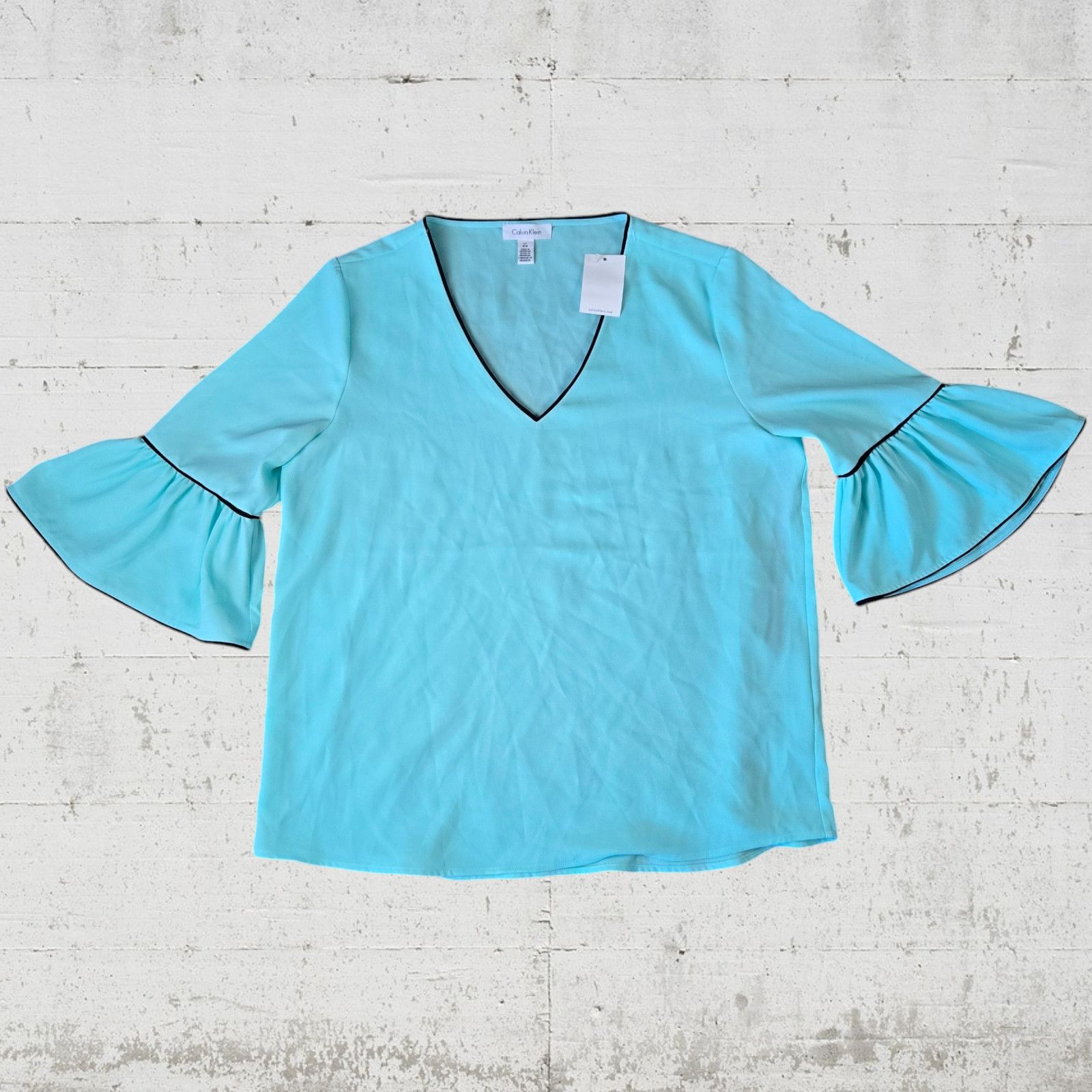 Calvin Klein Calvin Klein Mint Bell Sleeve Blouse Size Large Size L / US 10 / IT 46 - 7 Thumbnail