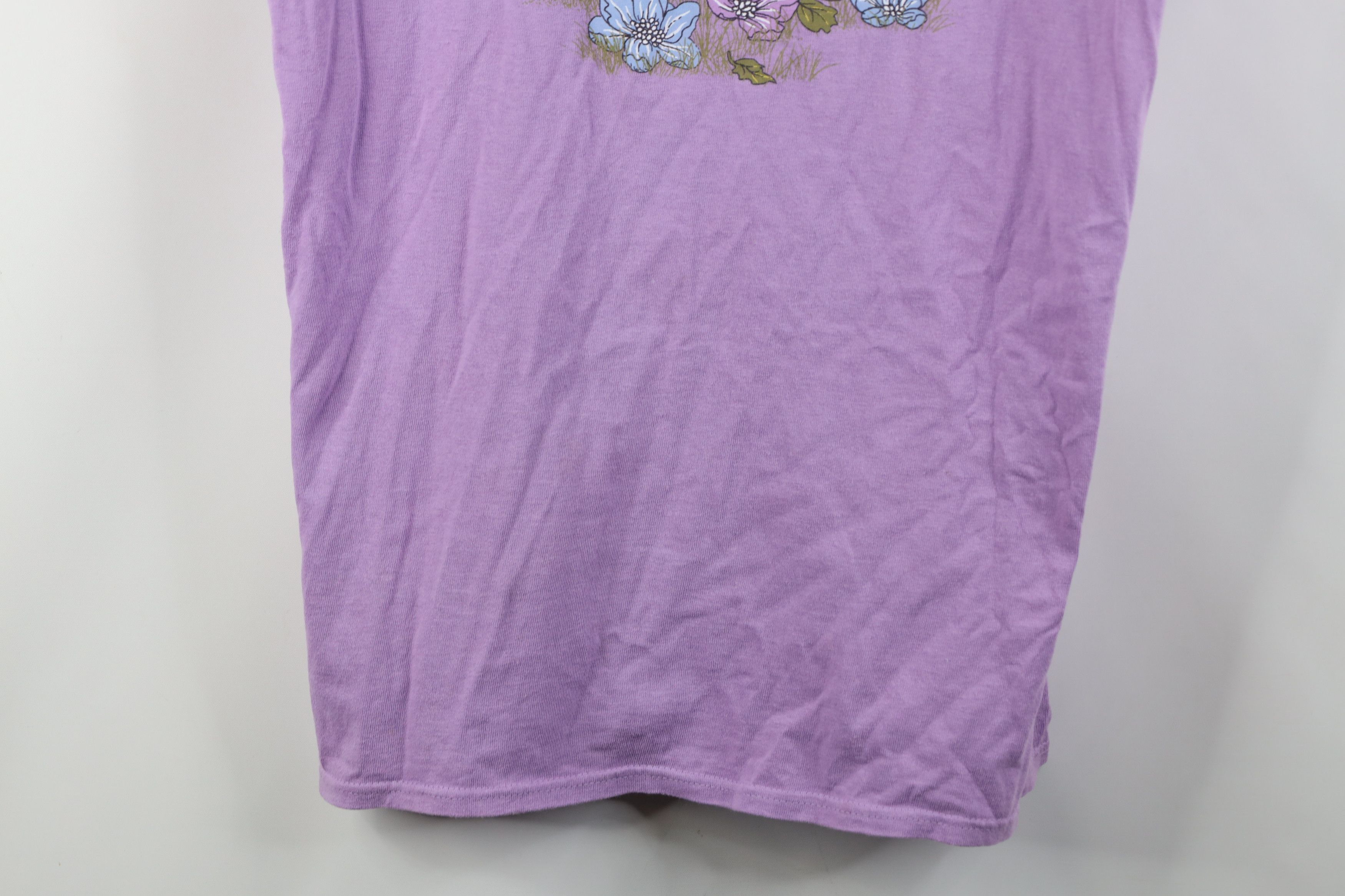 Vintage Vintage 90s Y2K Babydoll Flower Cat Kitten T-Shirt Purple Size L / US 10 / IT 46 - 3 Thumbnail