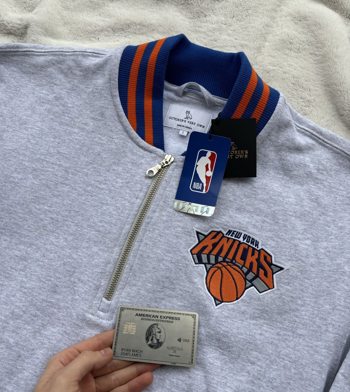 October's Very Own OVO x NY Knicks Grey Quarter Zip Sweater Size US XXL / EU 58 / 5 - 2 Thumbnail