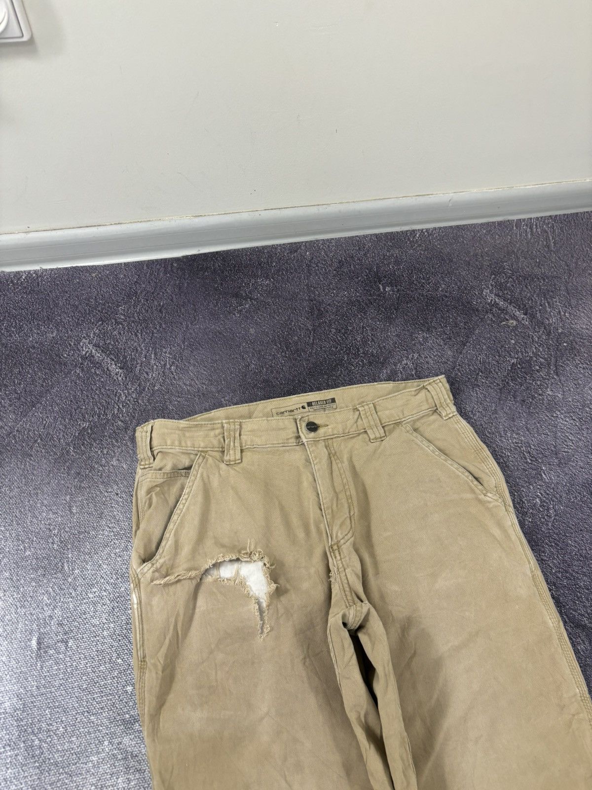 Carhartt Vintage Carhartt Y2K Workwear USA Beige Hype Carpenter Pants Size US 33 - 12 Thumbnail
