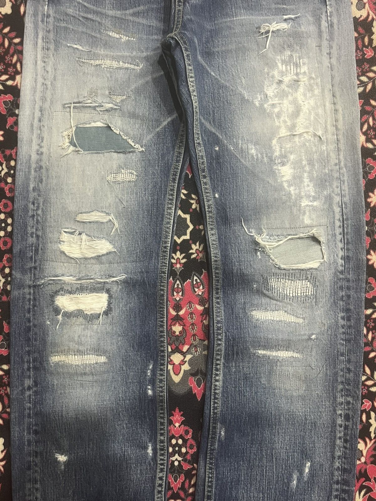 Undercover Vintage Japan Macphee Grunge Sashiko Destroy Blue Jeans Size US 30 / EU 46 - 10 Thumbnail
