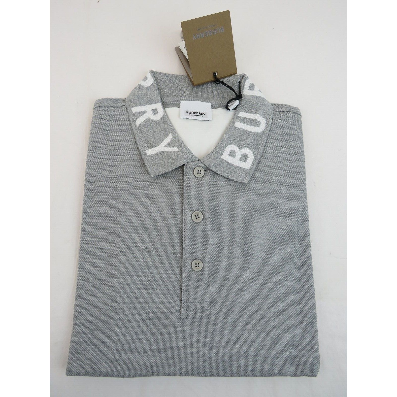 Burberry BURBERRY RYLAN GRAY COTTON COLLAR LOGO SHORT SLEEVE SHIRT XL Size US XL / EU 56 / 4 - 6 Thumbnail