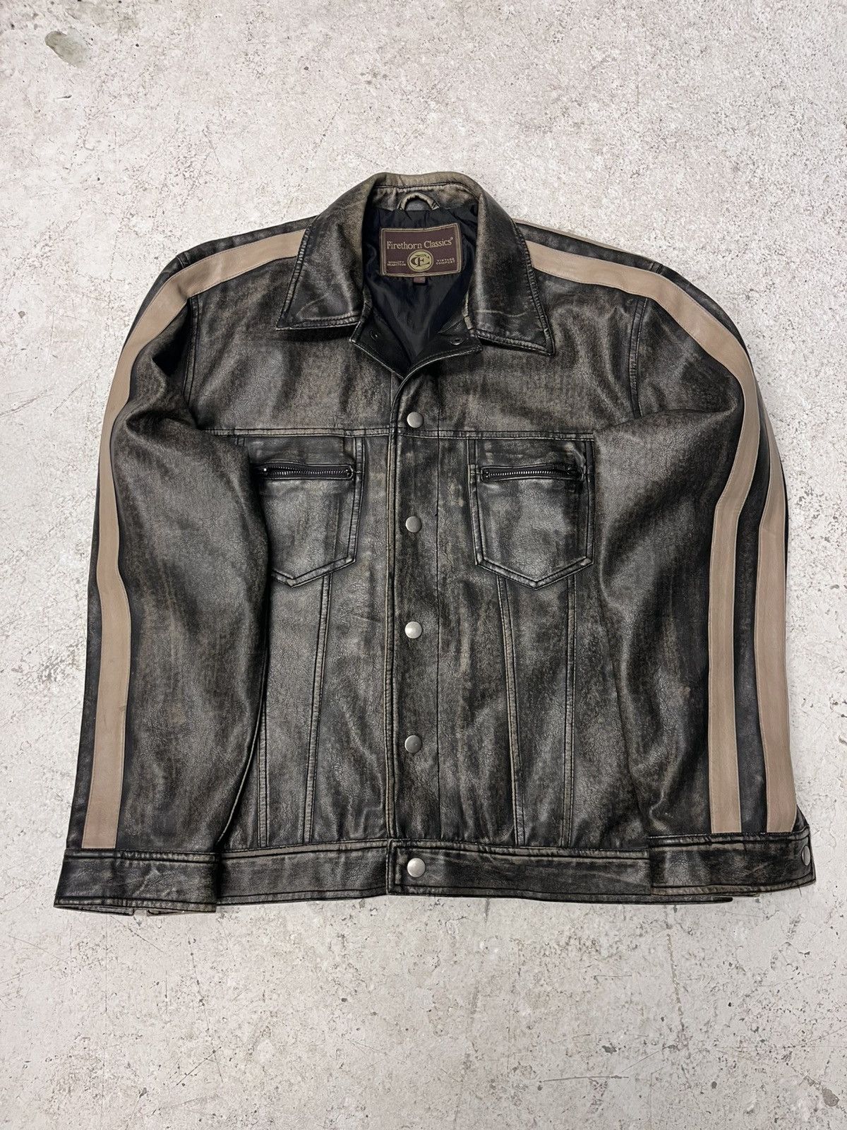 Vintage Vintage brown button up leather jacket Size US L / EU 52-54 / 3 - 2 Thumbnail