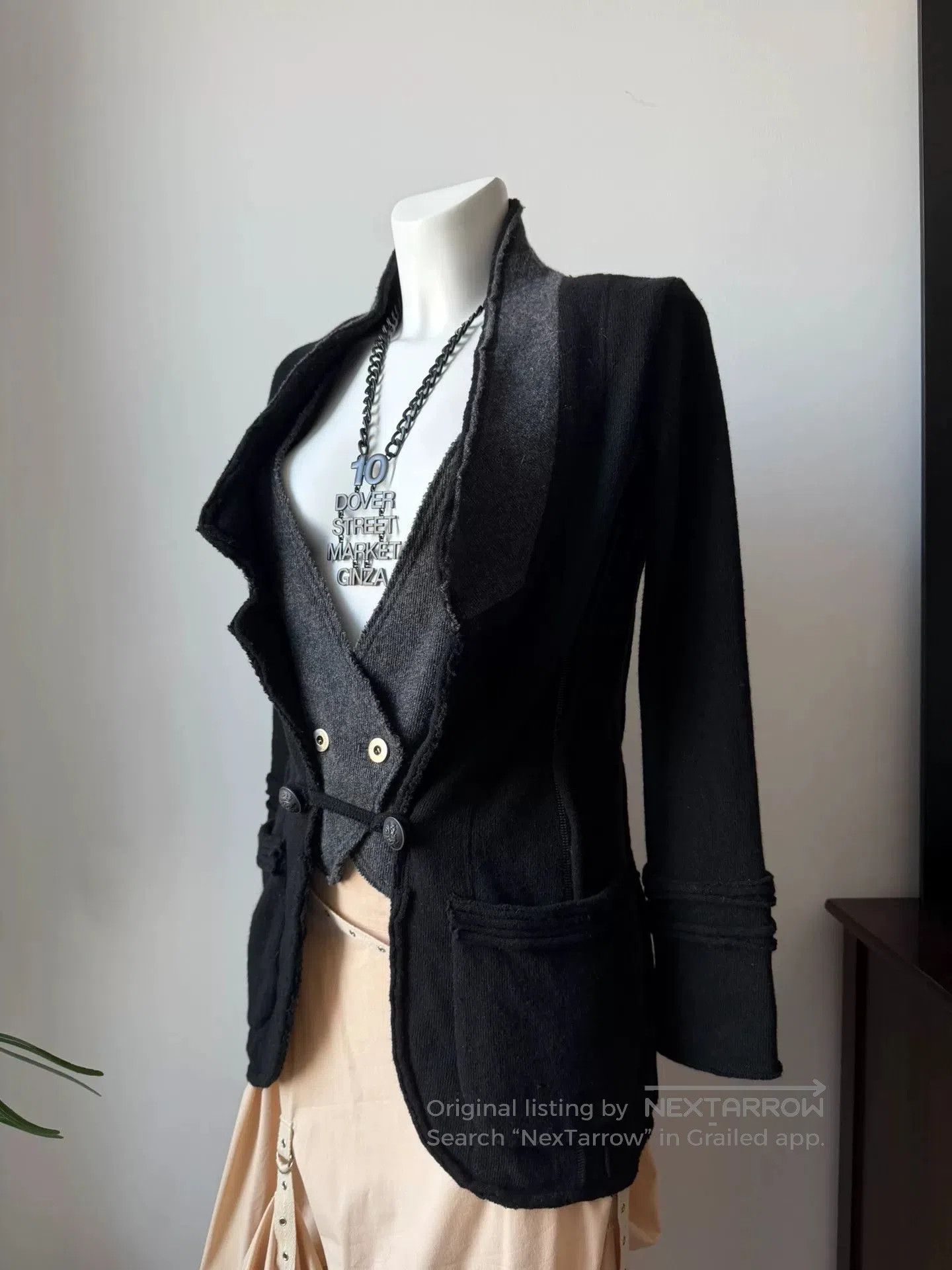 Other Japanese Dark Fake Two-Piece Wool Coat. Size S / US 4 / IT 40 - 5 Thumbnail