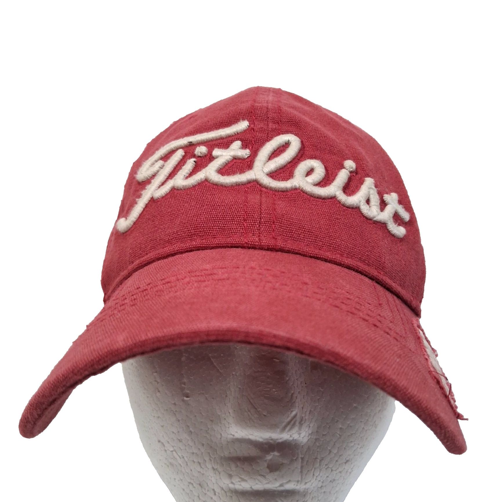 Titleist Titleist Golf Hat Maroon Canvas Strap Back Distressed Embroidered One Size Men Golf Cap Size ONE SIZE - 2 Thumbnail