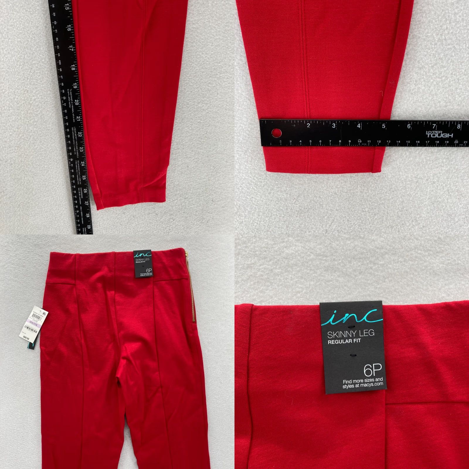 Vintage INC International Concepts Skinny Ankle Pants Women 6P Petite Red Stretch NWT Pants Size 28" / US 6 / IT 42 - 8 Thumbnail