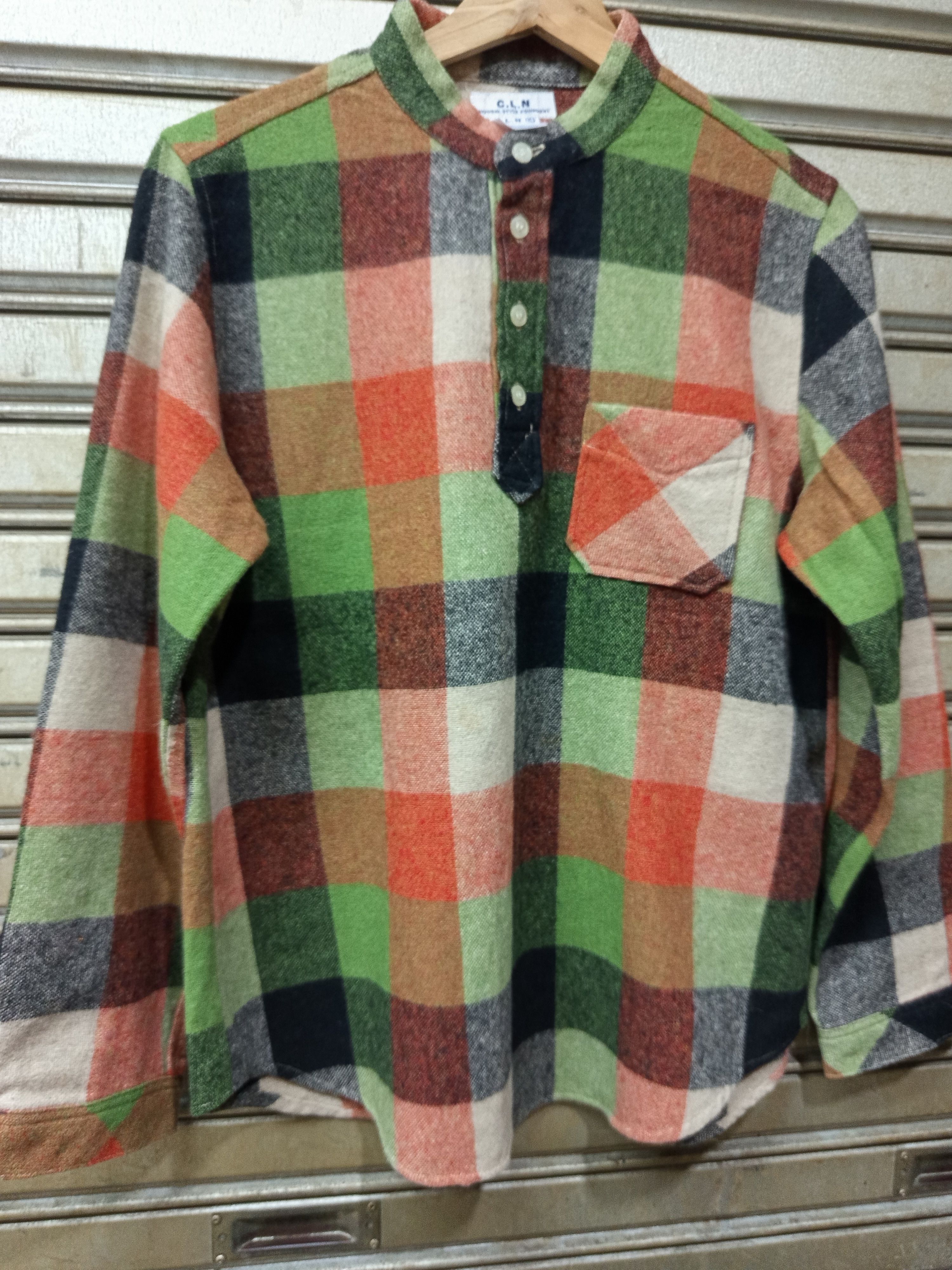 Japanese Brand Japan wool blend plaid pullover shirt. Size L / US 10 / IT 46 - 3 Thumbnail