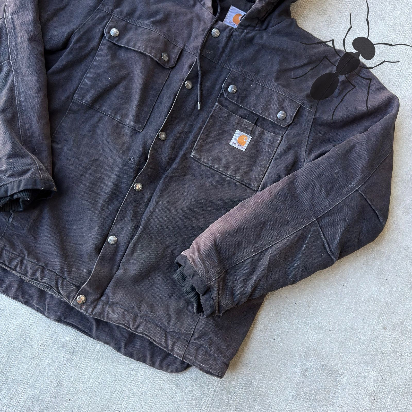 Carhartt × Vintage Carhartt black hooded button up work wear jacket Size US M / EU 48-50 / 2 - 4 Thumbnail